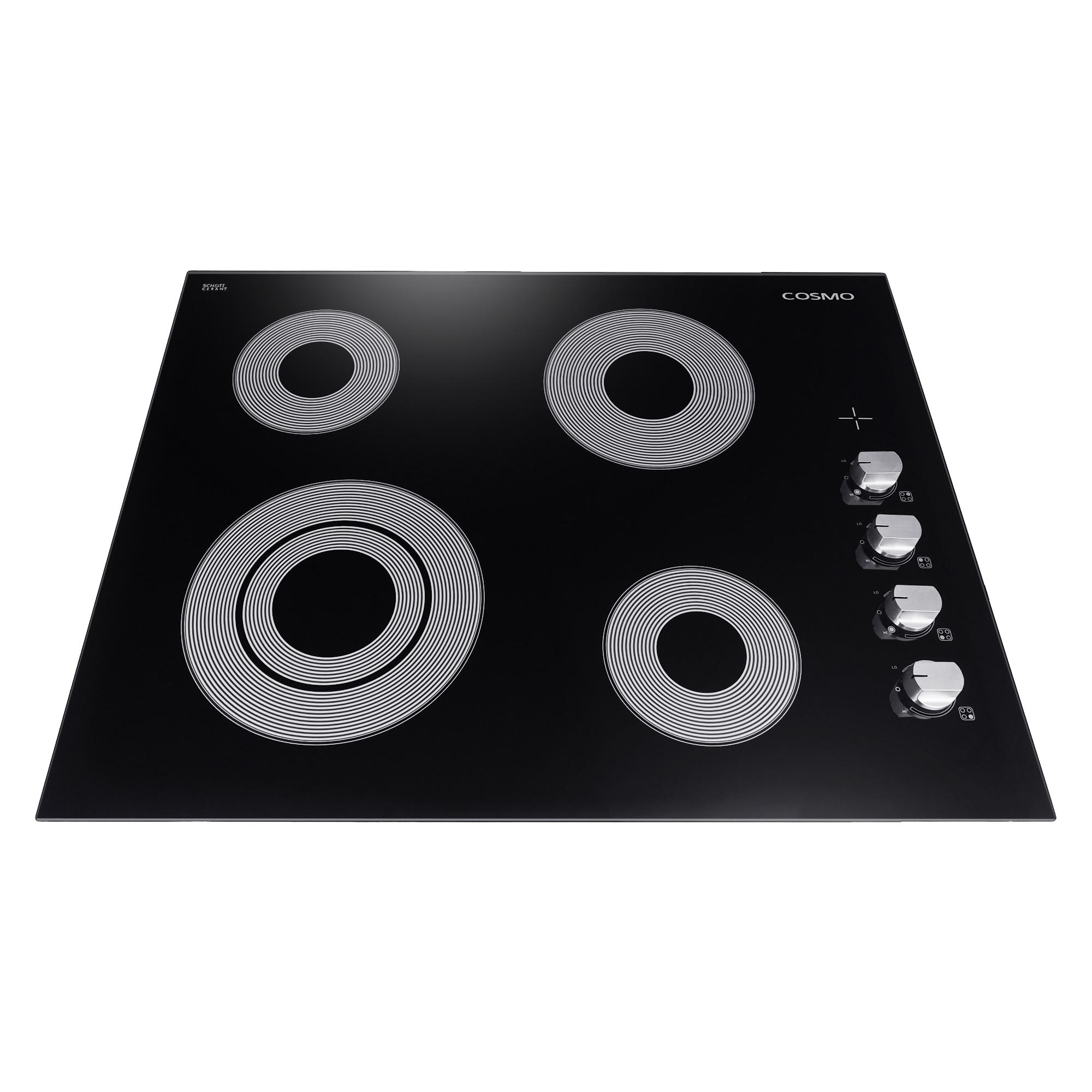 24 in. Electric Ceramic Glass Cooktop with 4 Elements, Dual Zone Element, Hot Surface Indicator Light and Control Knobs