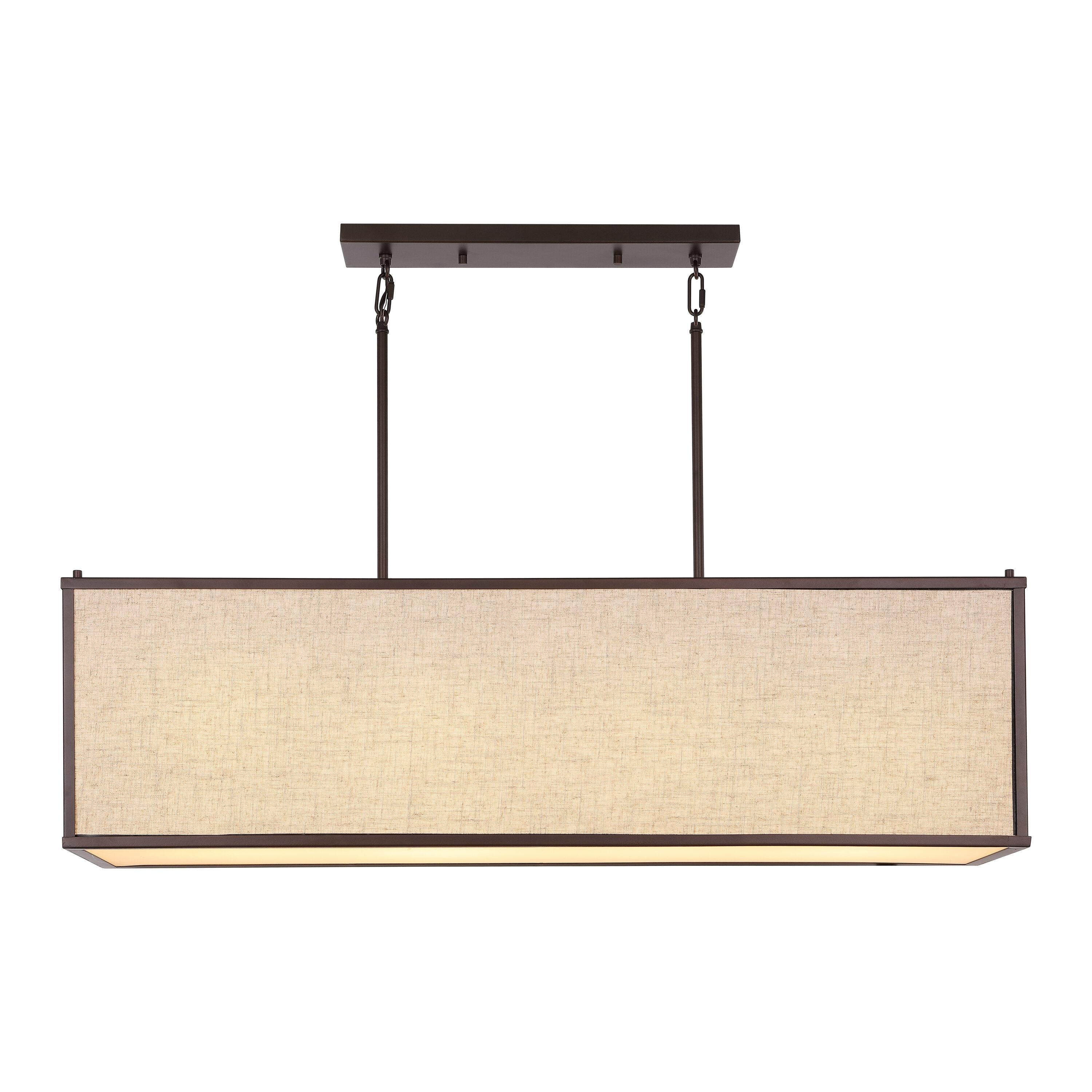 JONATHAN Y JYL1312A Cole 42" 4-Light Rectangular Linen Iron Linear LED Pendant, Farmhouse, Industrial, Coastal, Contemporary, Modern, Minimalist for Bedroom, Living Room, Office, Oil Rubbed Bronze