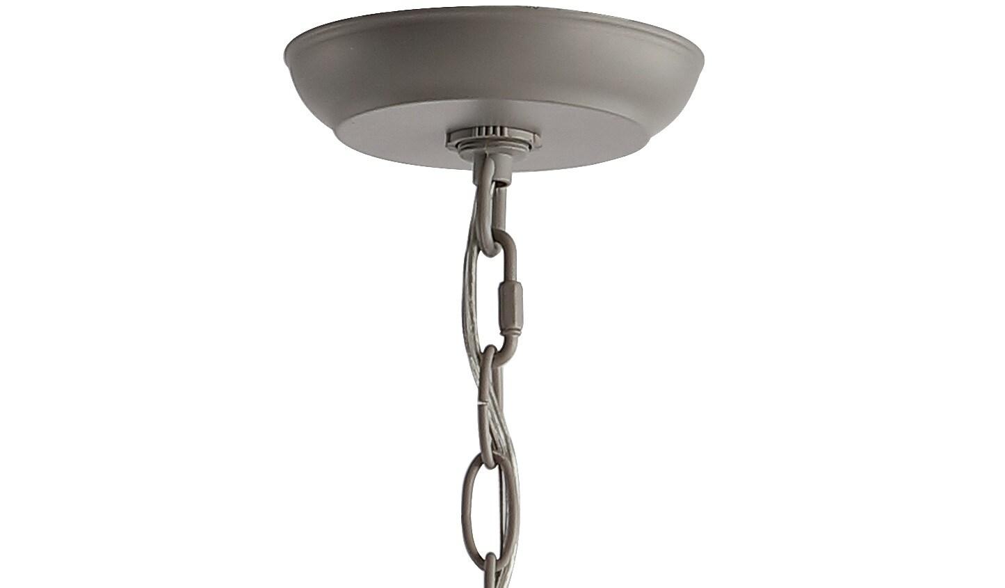 Rustica 6-Light 27" Adjustable Greige Metal/Wood Bead LED Chandelier, Grey/Natural