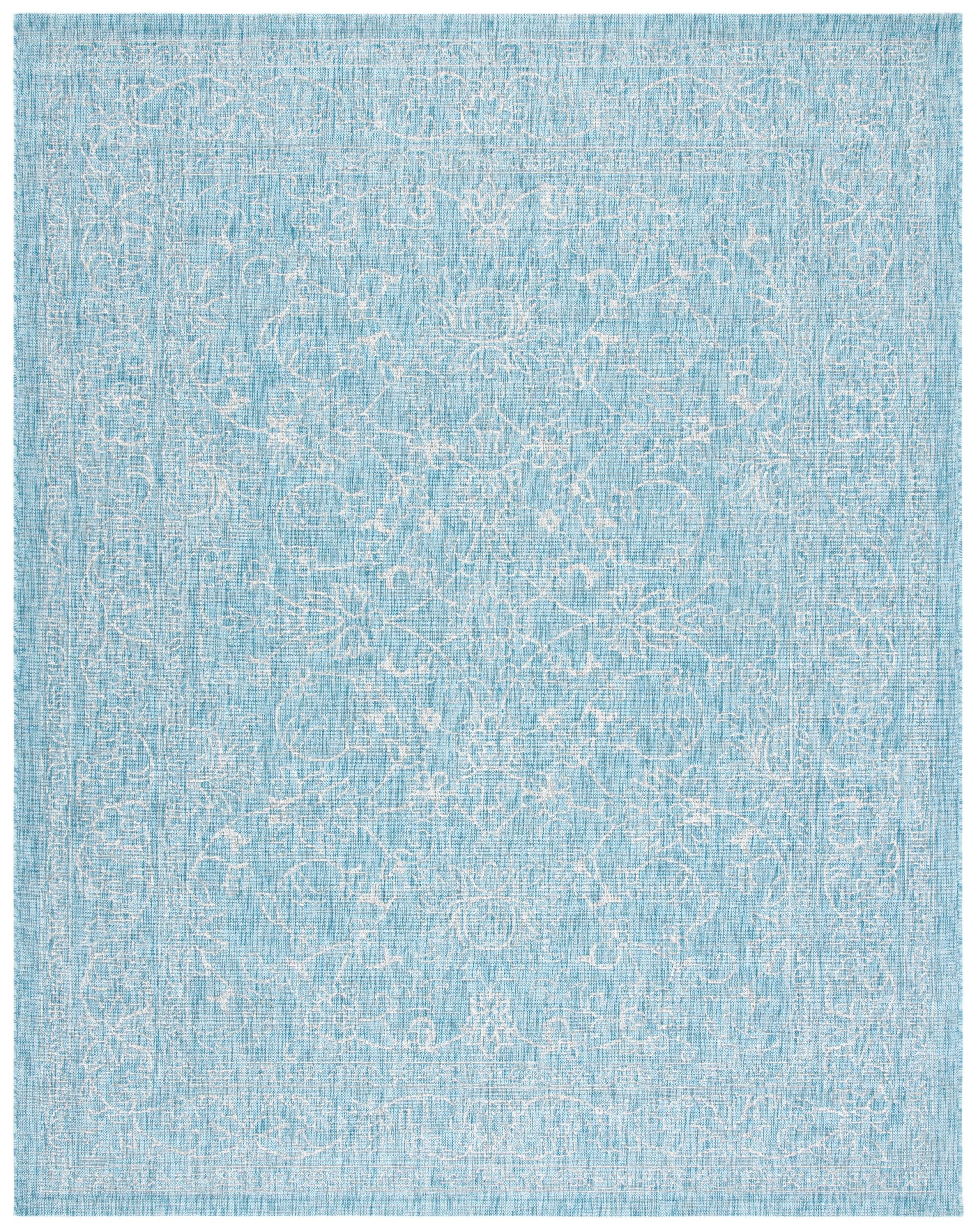Courtyard CY8680 Power Loomed Indoor and Outdoor Area Rug - Aqua/Grey - 8'x11' - Safavieh