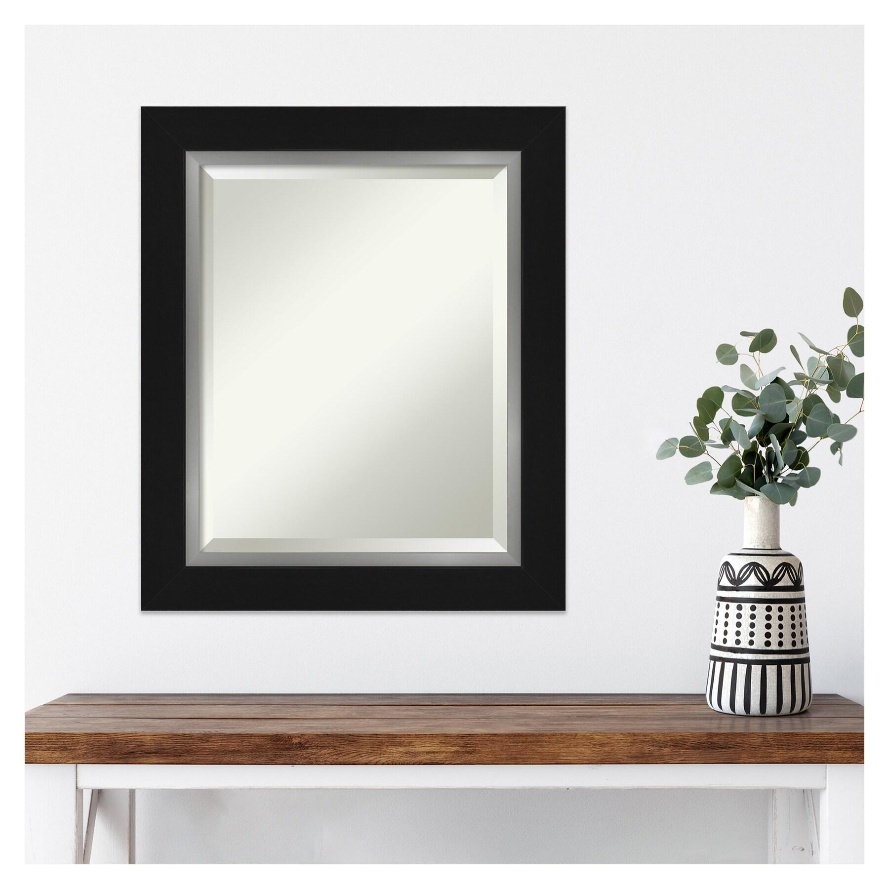 Amanti Art Eva Black Silver Framed Wall Mirror - 21.38 x 25.38 in