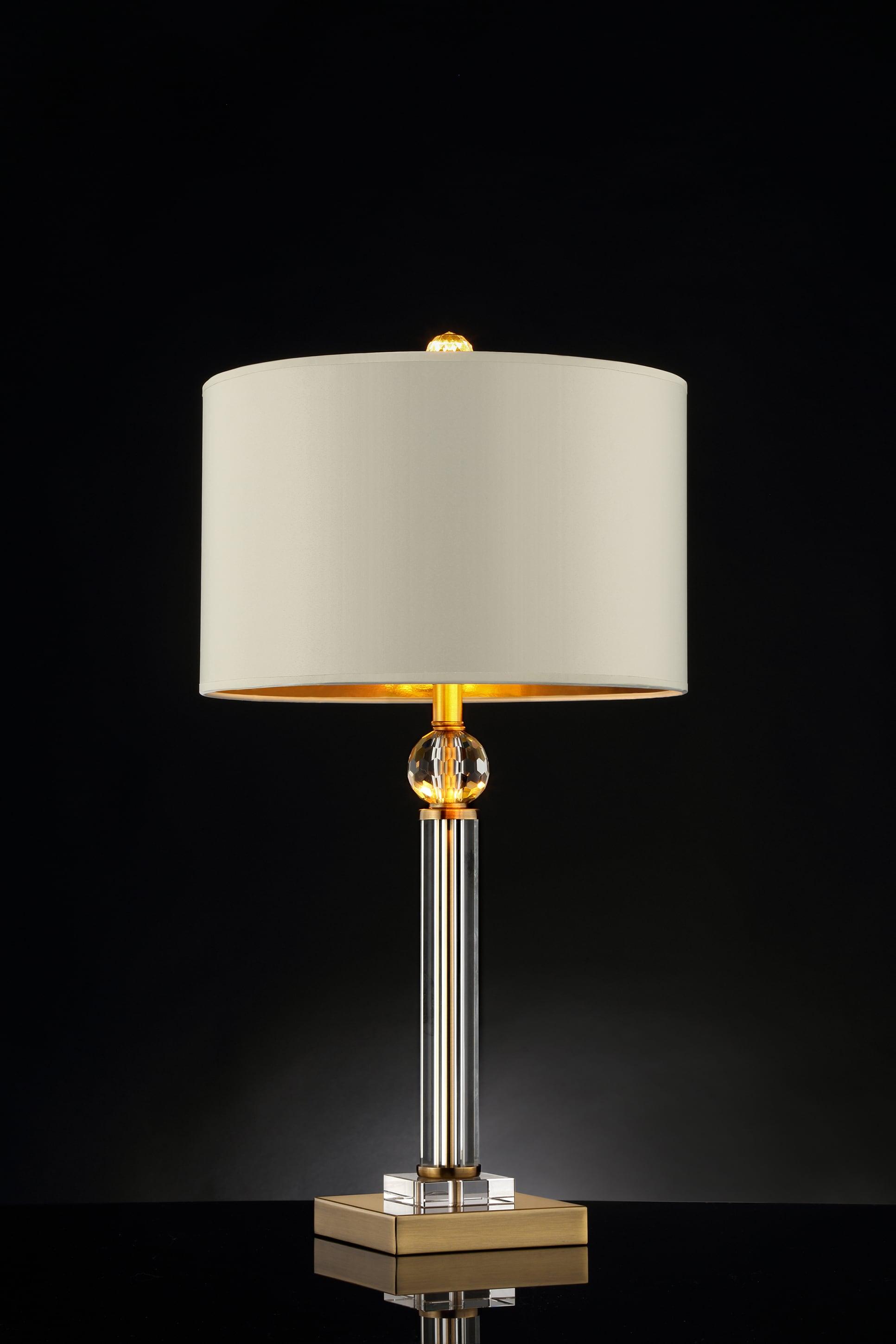 29.5" Traditional Metal Table Lamp with Crystal Accents Gold - Ore International: Elegant Linen Shade, UL Listed