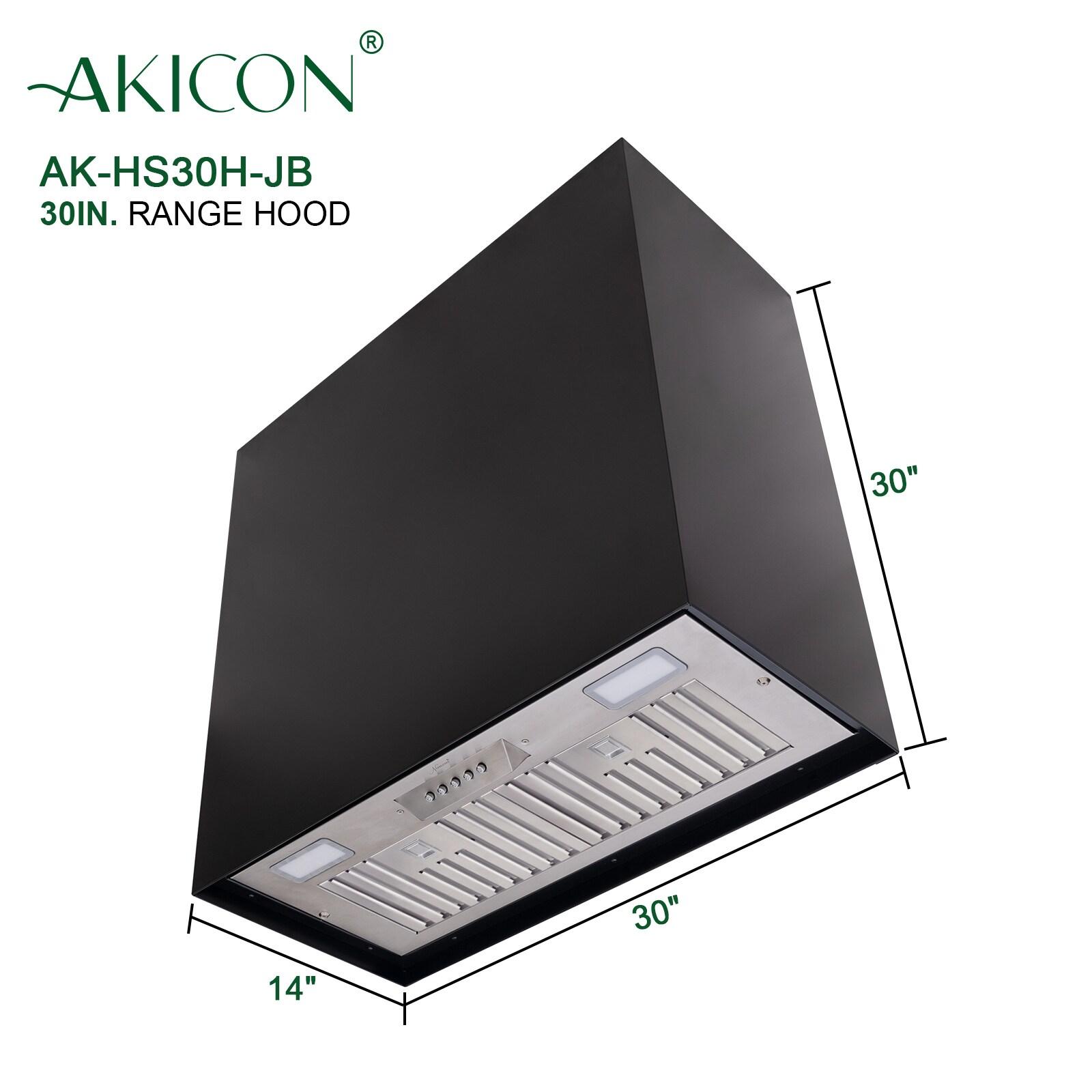 Akicon Stainless Steel 600 CFM Ducted (Vented) Wall Range Hood with Baffle Filter