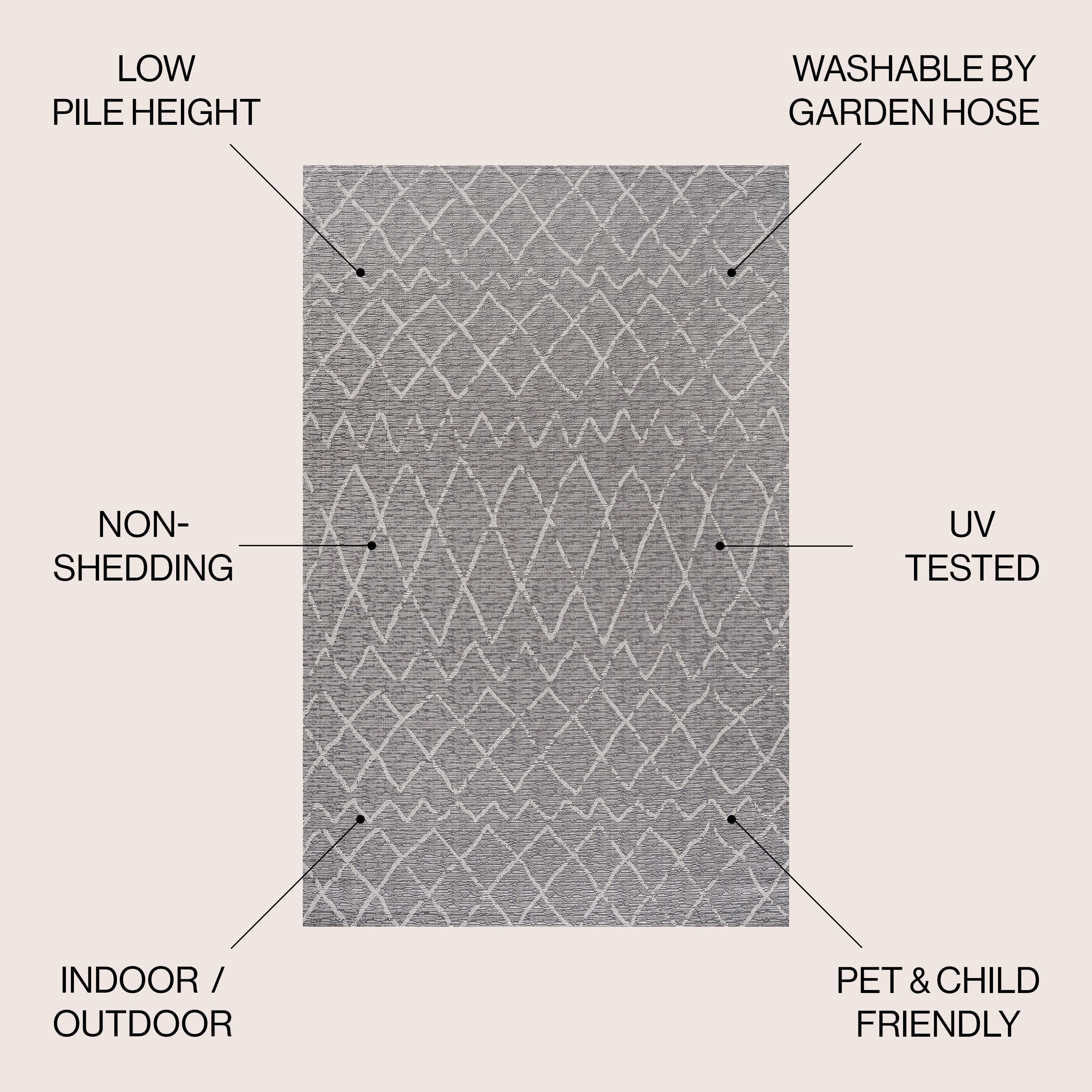 8'x10' Madaba Moroccan Trellis Indoor/Outdoor Area Rug, Gray/Cream - JONATHAN Y