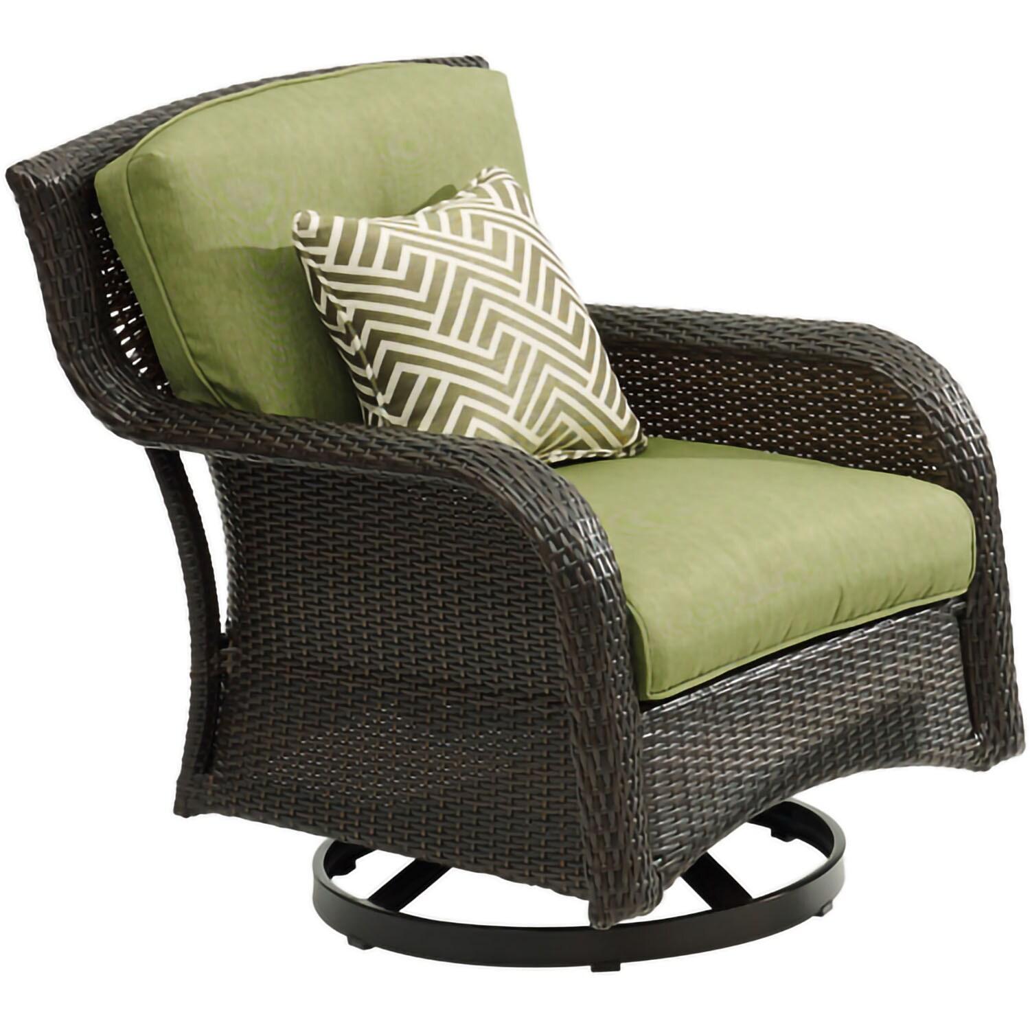 Hanover Strathmere 4-Piece Wicker and Steel Outdoor Conversation Set, Cilantro Green