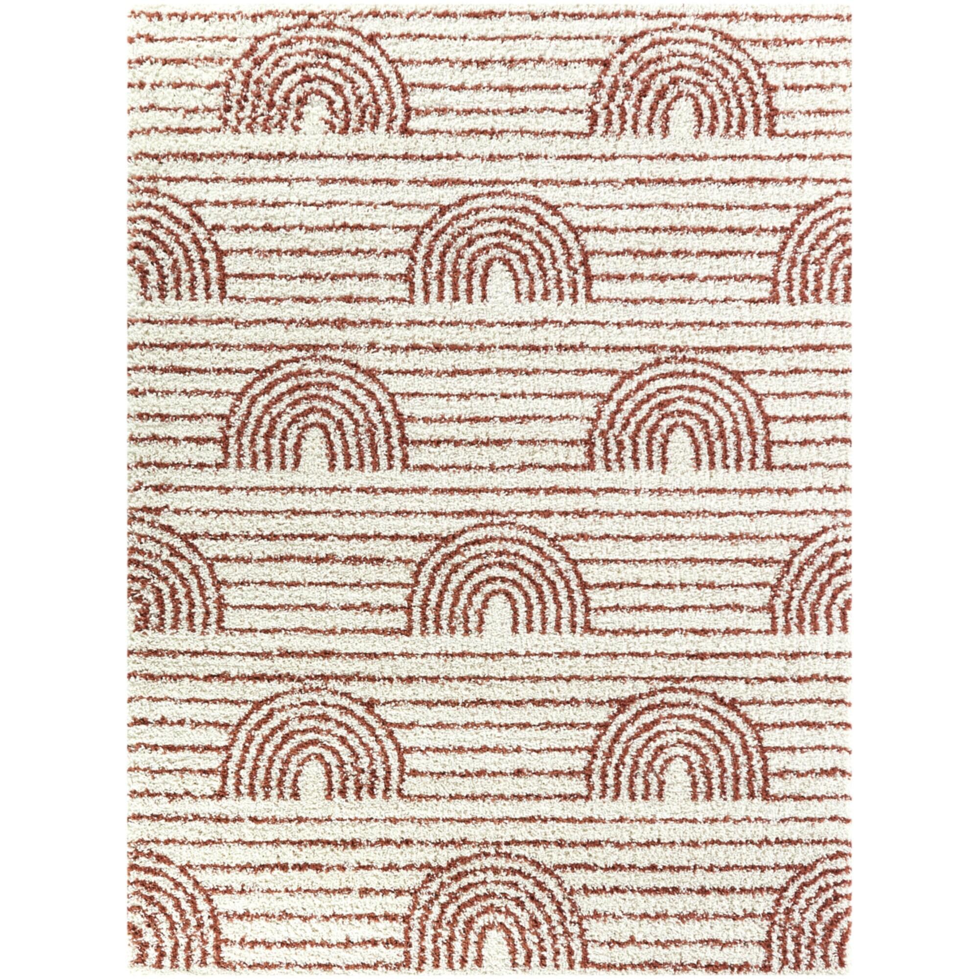 7'10"x10' Hailey Rainbow Striped Kids' Rug White/Red - Balta Rugs: Playroom, Bedroom, High Pile, Fade & Stain Resistant