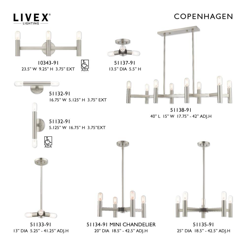 Copenhagen Industrial Chic 5-Light Brushed Nickel Chandelier