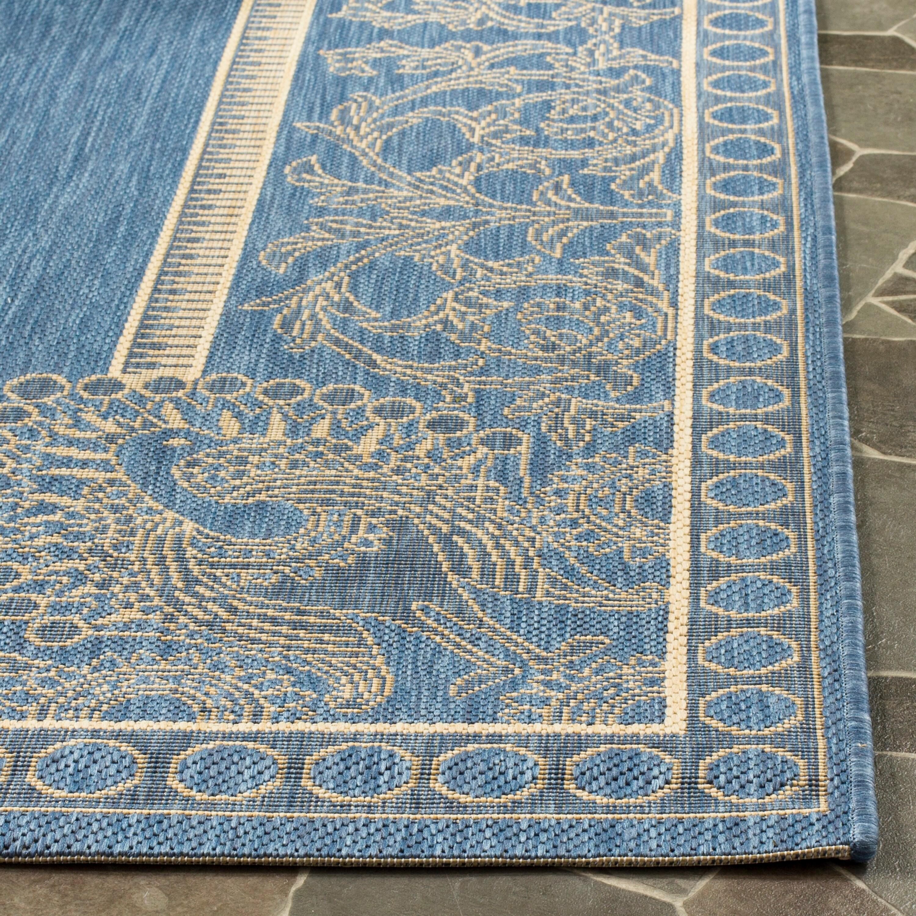 Courtyard CY2965 Power Loomed Indoor/Outdoor Area Rug - Blue/Natural - 4'x5'7" - Safavieh.
