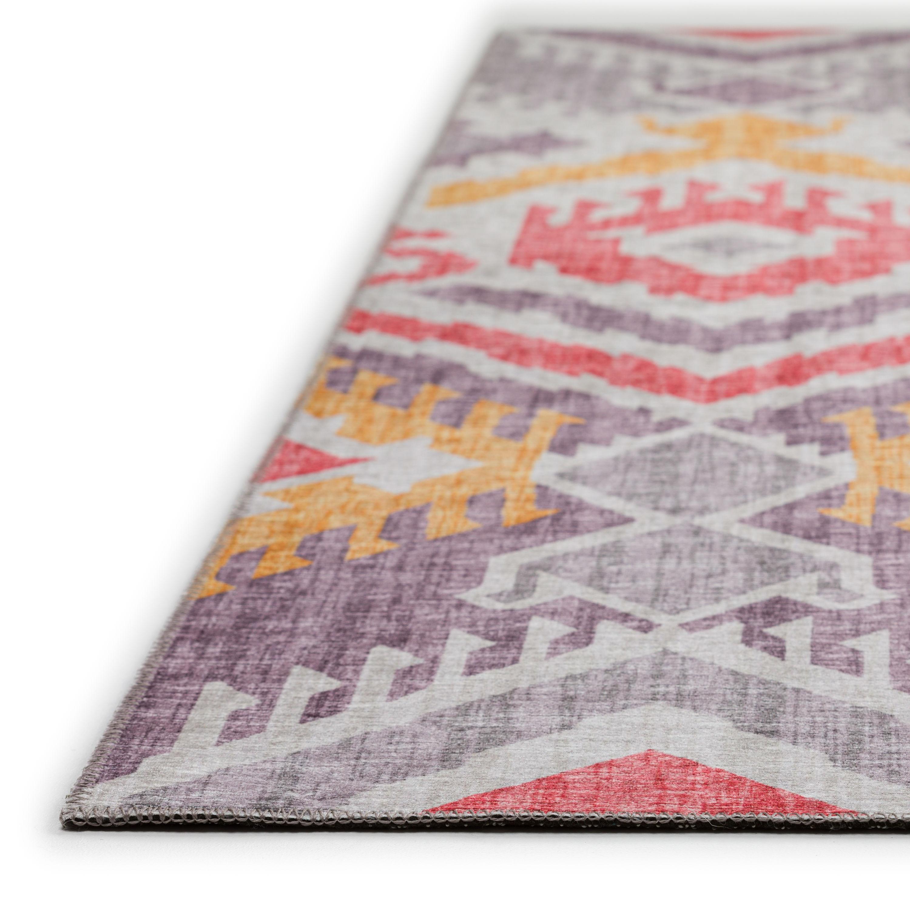 Addison Rugs Indoor/ Outdoor Addison Yuma Southwest Ikat Washable Area Rug 5' x 7'6" - Purple