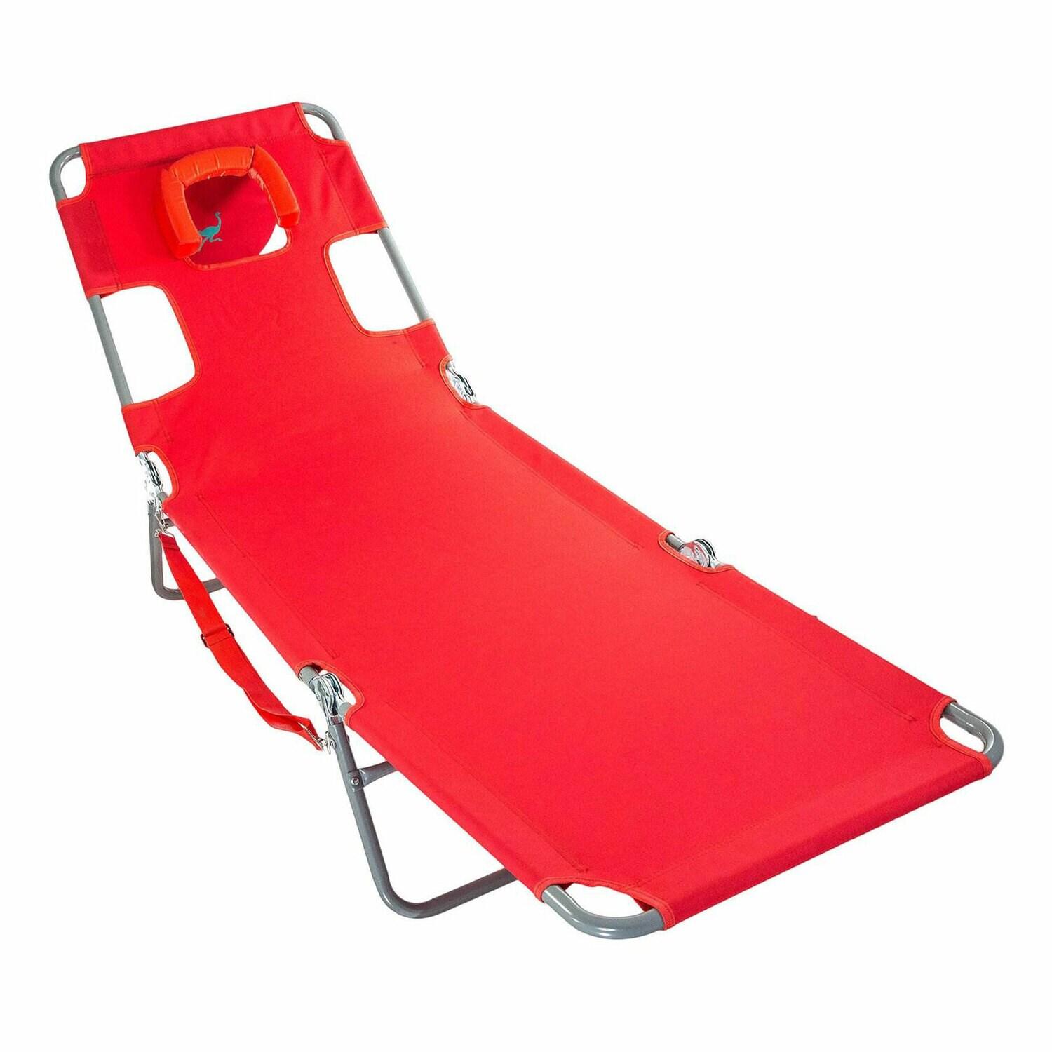 Ostrich Ostrich Deluxe Padded Lightweight Portable Adjustable Outdoor Reclining Folding Chair with Footrest