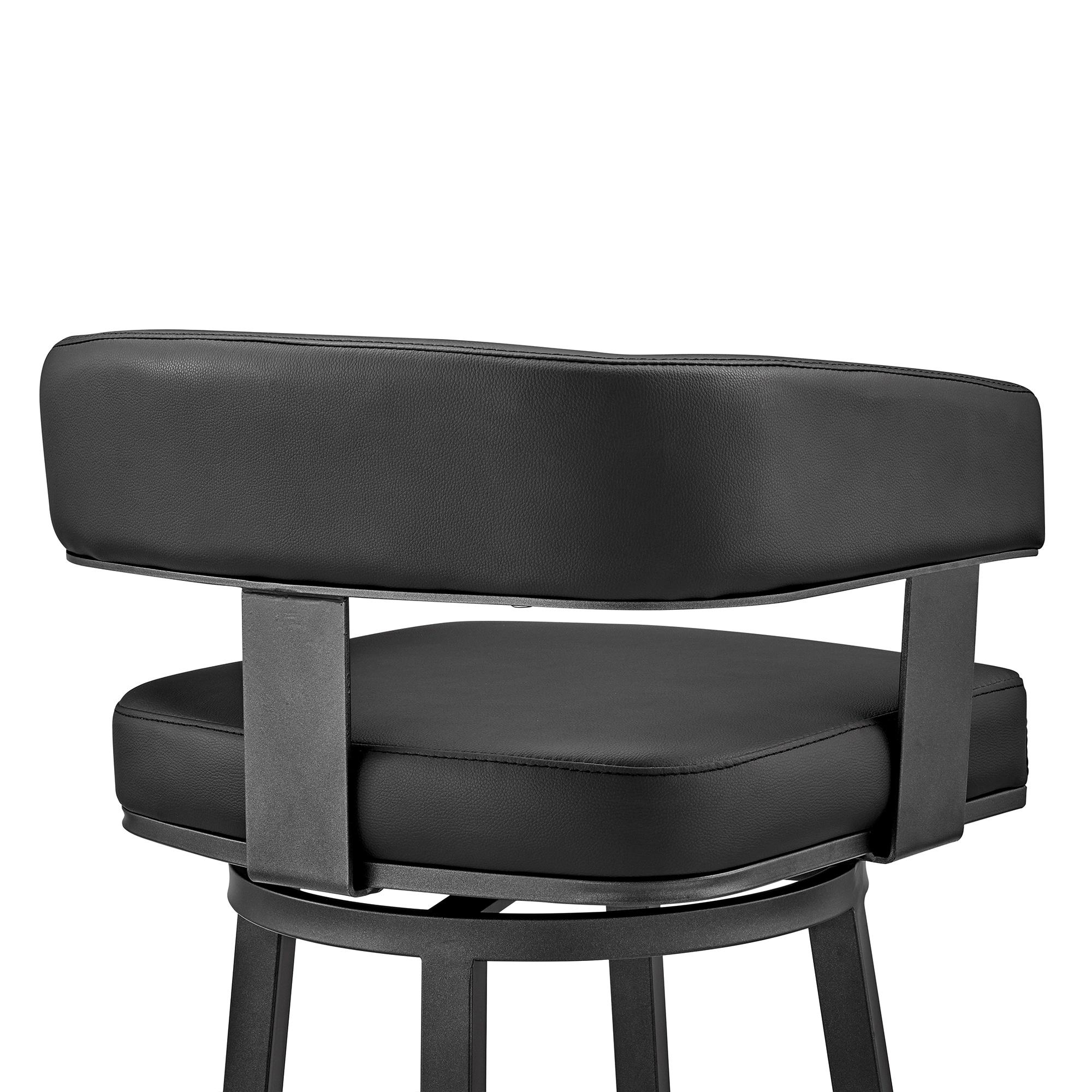 Armen Living Lorin 26" Modern Faux Leather Counter Swivel Stool in Black