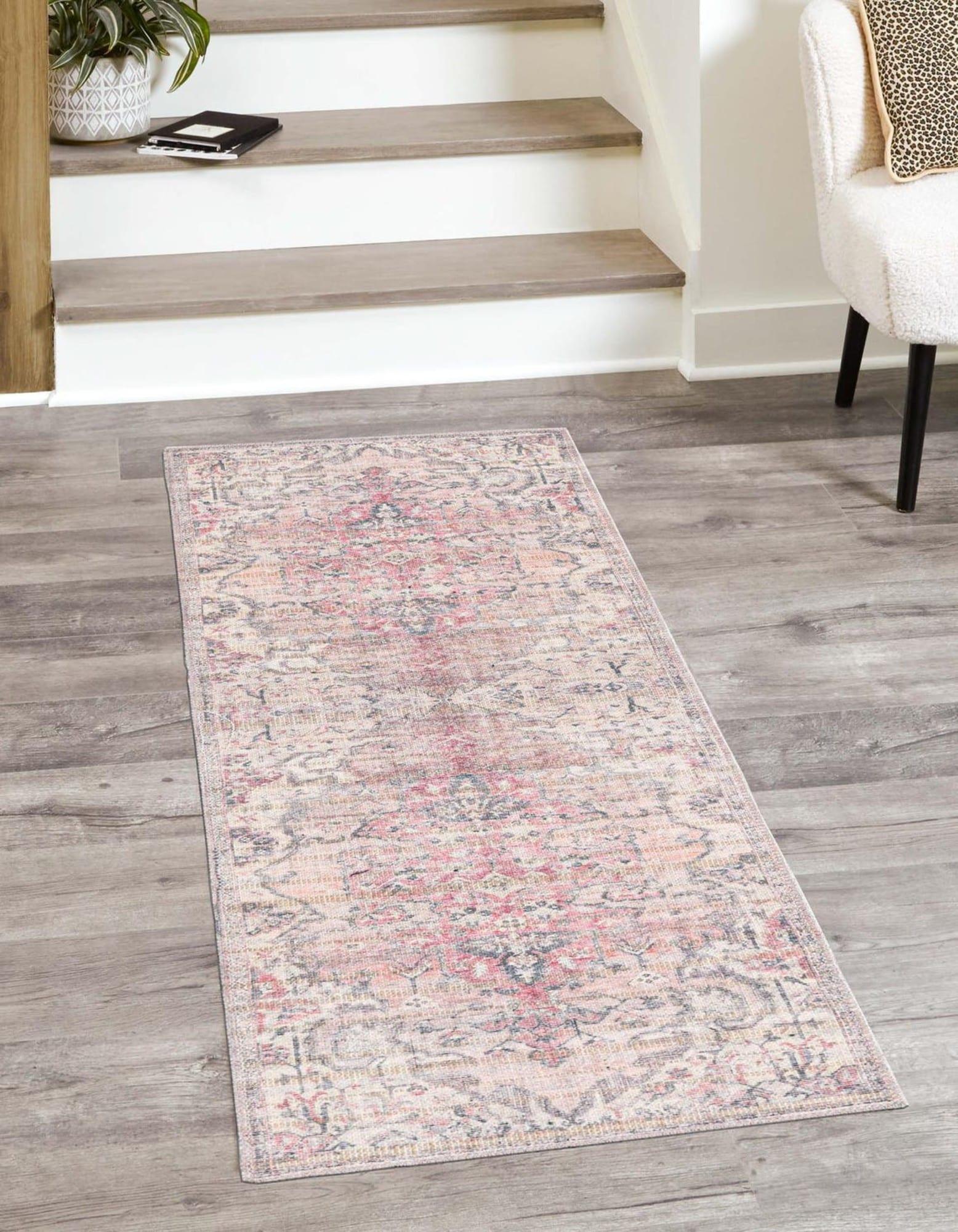 Unique Loom 2' 0 x 6' 0 Nostalgia Meknes Machine Washable Beige Pink Area Rug