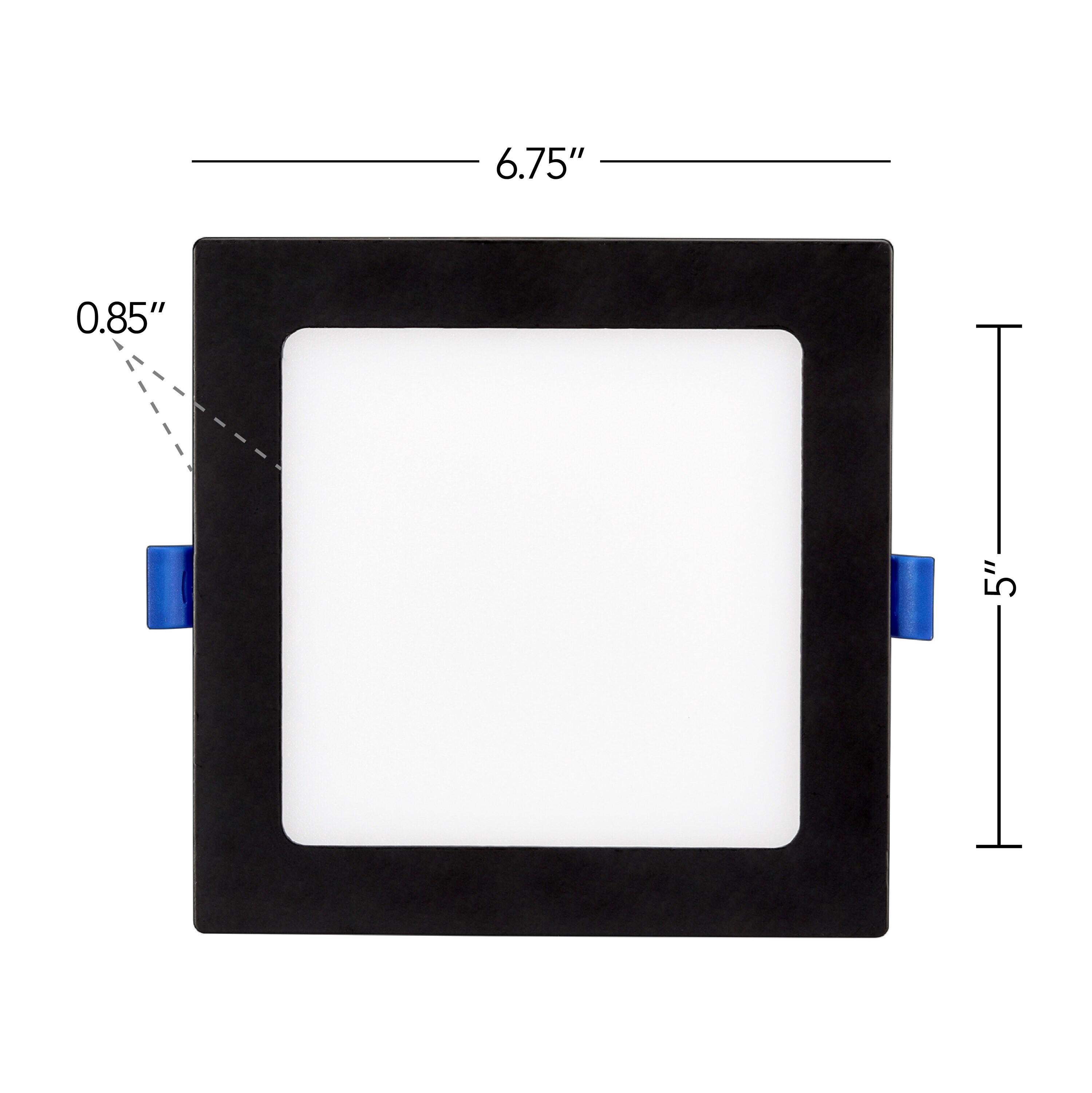 Maxxima 6 in. Square Ultra Thin Recessed LED Downlight 1000 Lumens, Black Trim, Color Selectable 2700K/3000K/3500K/4000K/5000K, Canless IC Rated, Slim, Dimmable, J-Box Included