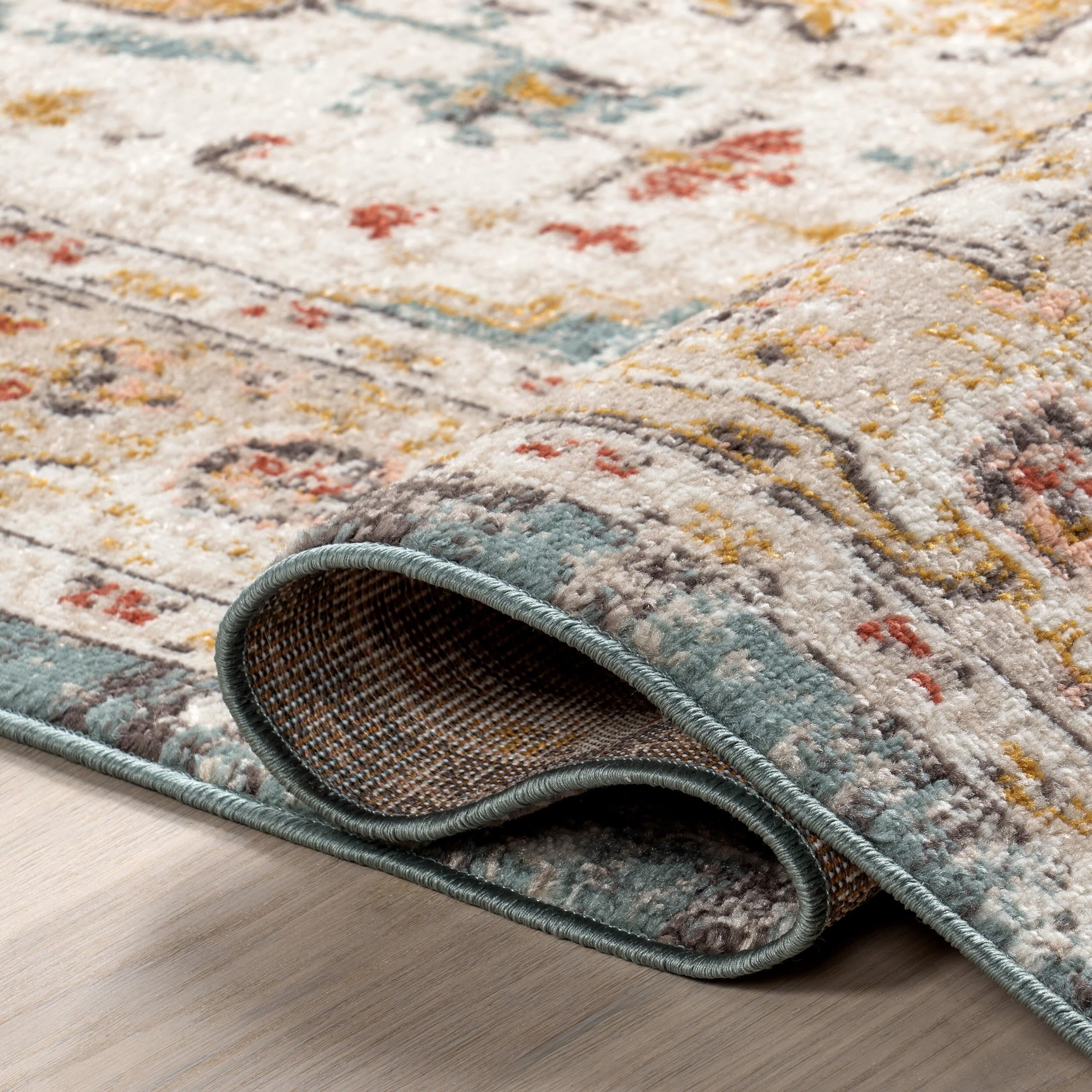 Nuloom 12x15 Justine Vintage Medallion Indoor Area Rug, Beige, Faded Persian Design, Stain Resistant, BedroomLiving Room, Kitchen,