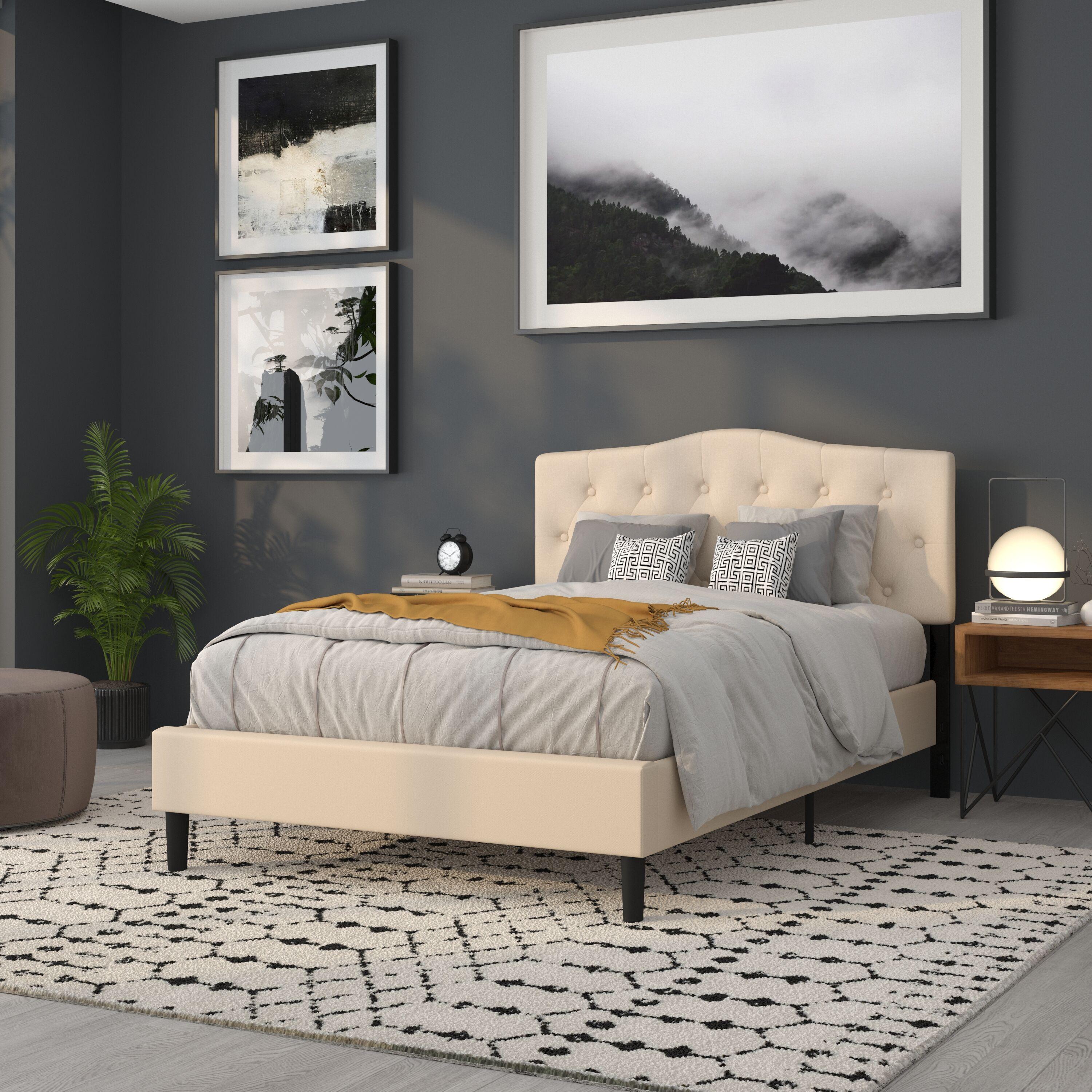 Flash Furniture Cambridge Tufted Upholstered Full Size Headboard in Beige Fabric