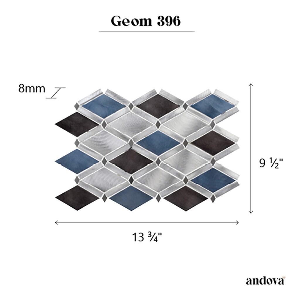 Andova Geom Aluminum Metal Diamond Mosaic Kitchen Backsplash, Bathroom, Shower, Wall and Floor Tile