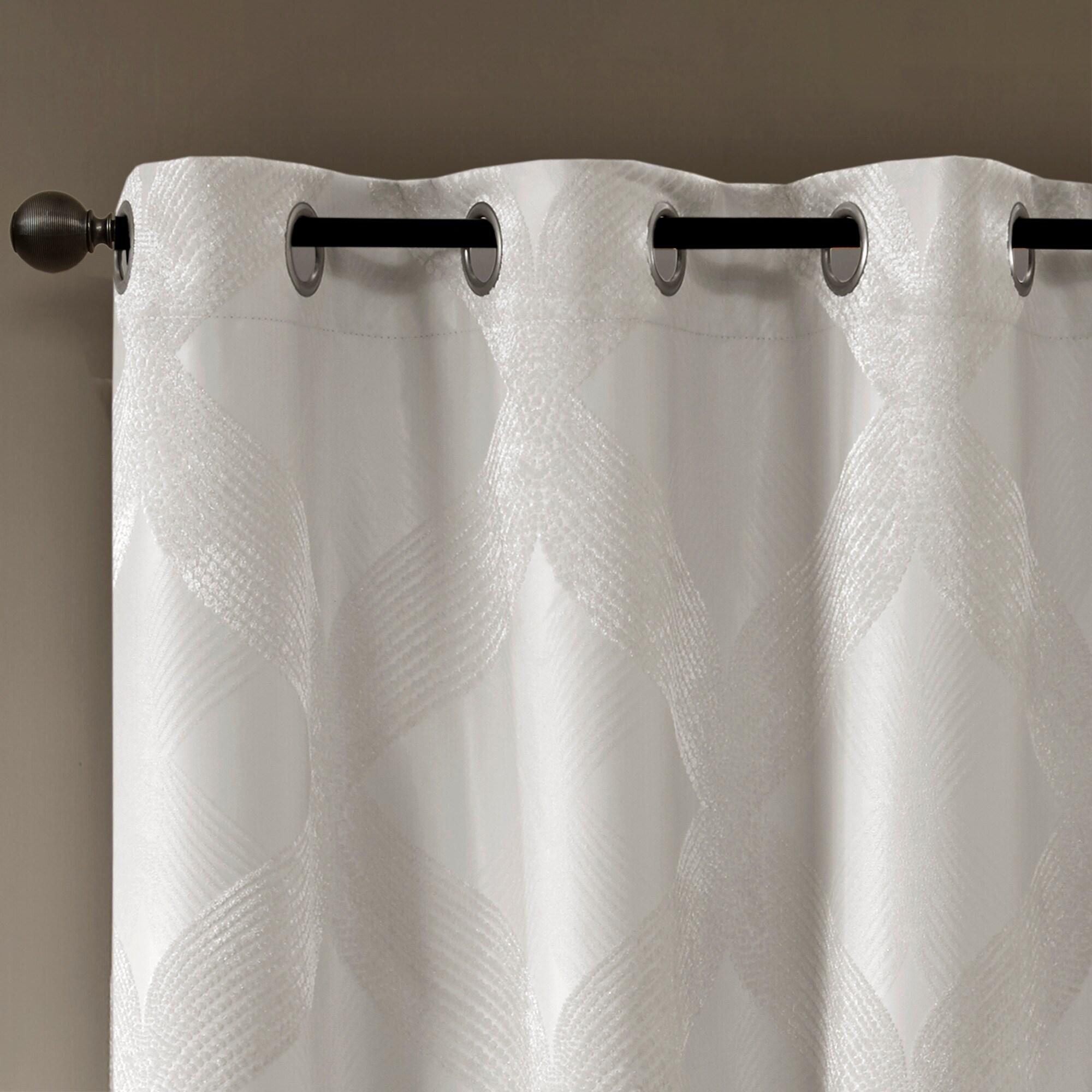 Madison Park Bentley Ogee Knitted Jacquard Geometric Total Blackout Single Curtain Panel