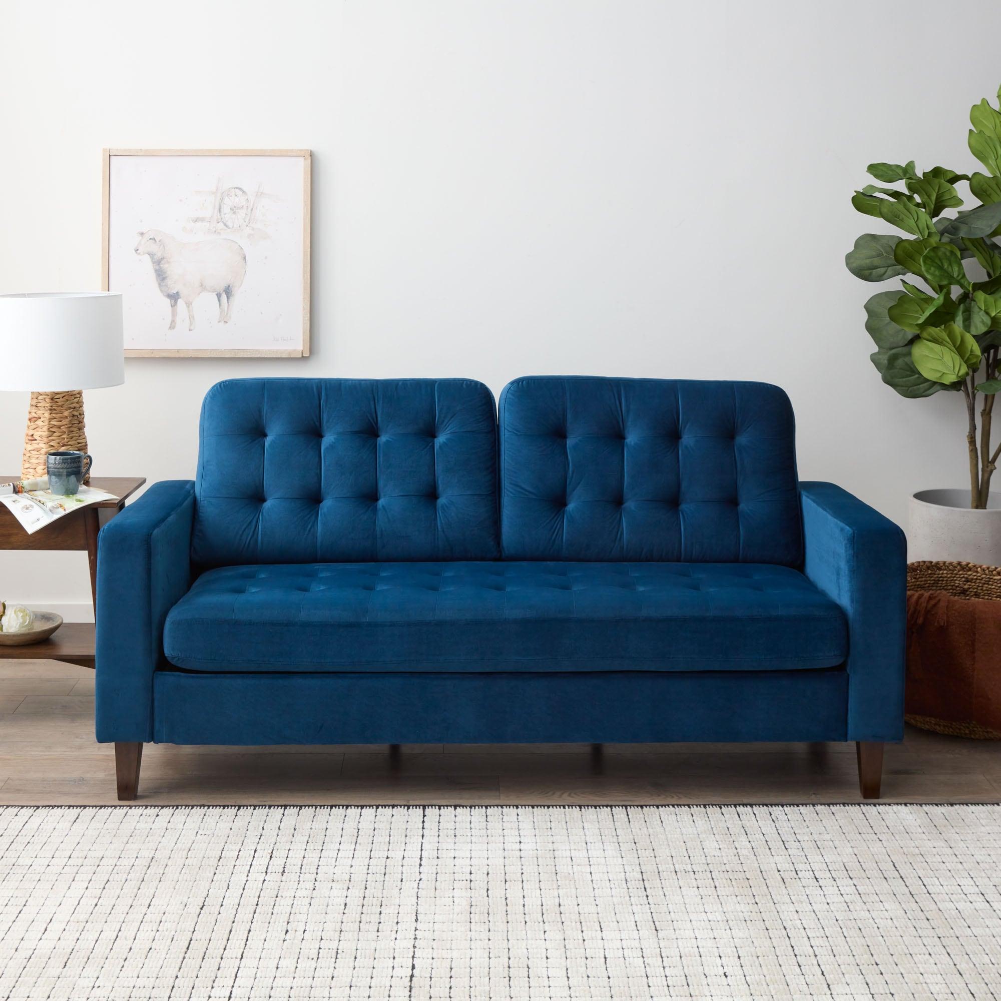 76” Brynn Upholstered Square Arm Sofa with Buttonless Tufting - Brookside Home