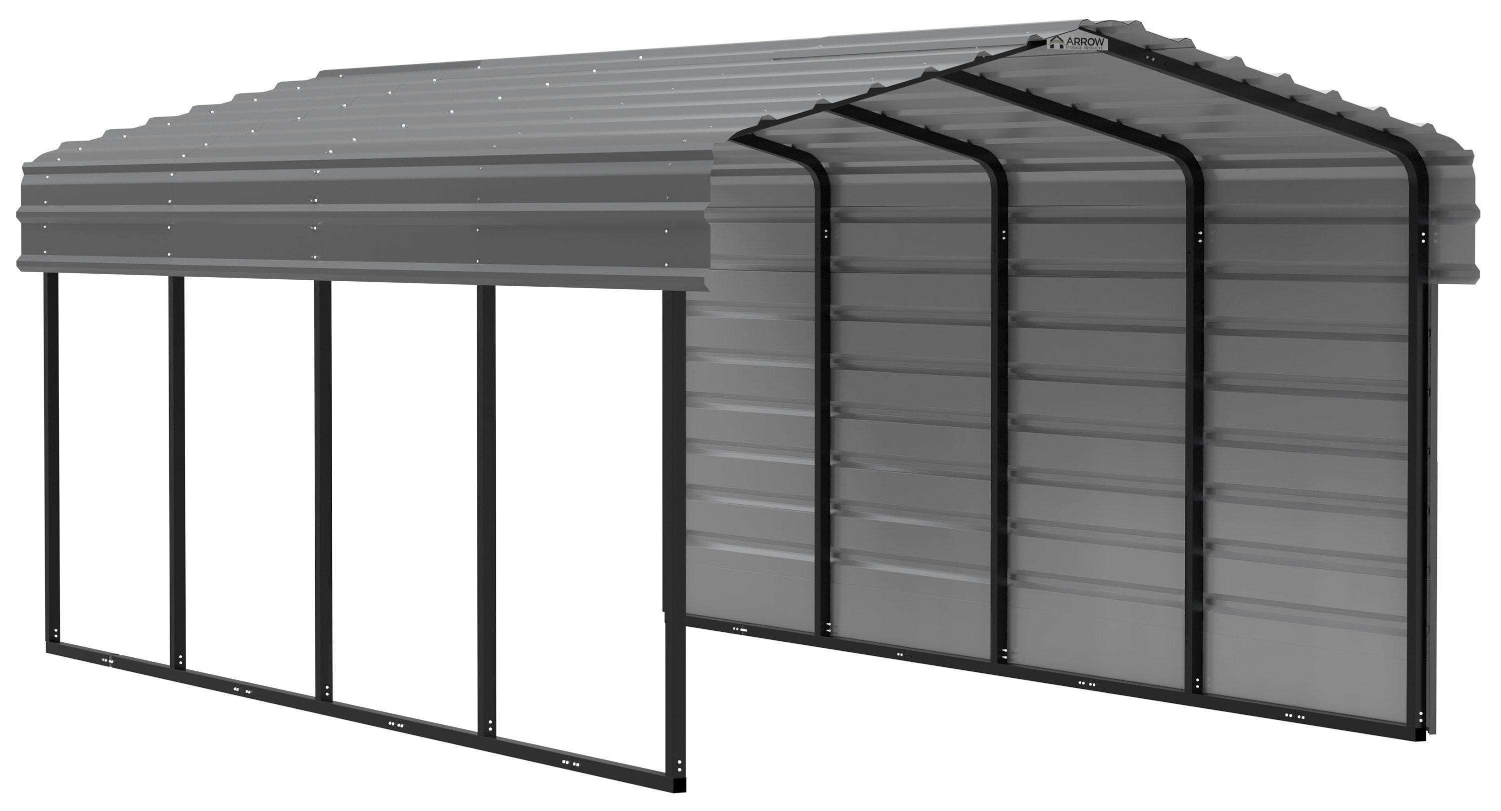 Arrow Arrow Steel Carport with 1 Side Wall Kit, 10X20X07