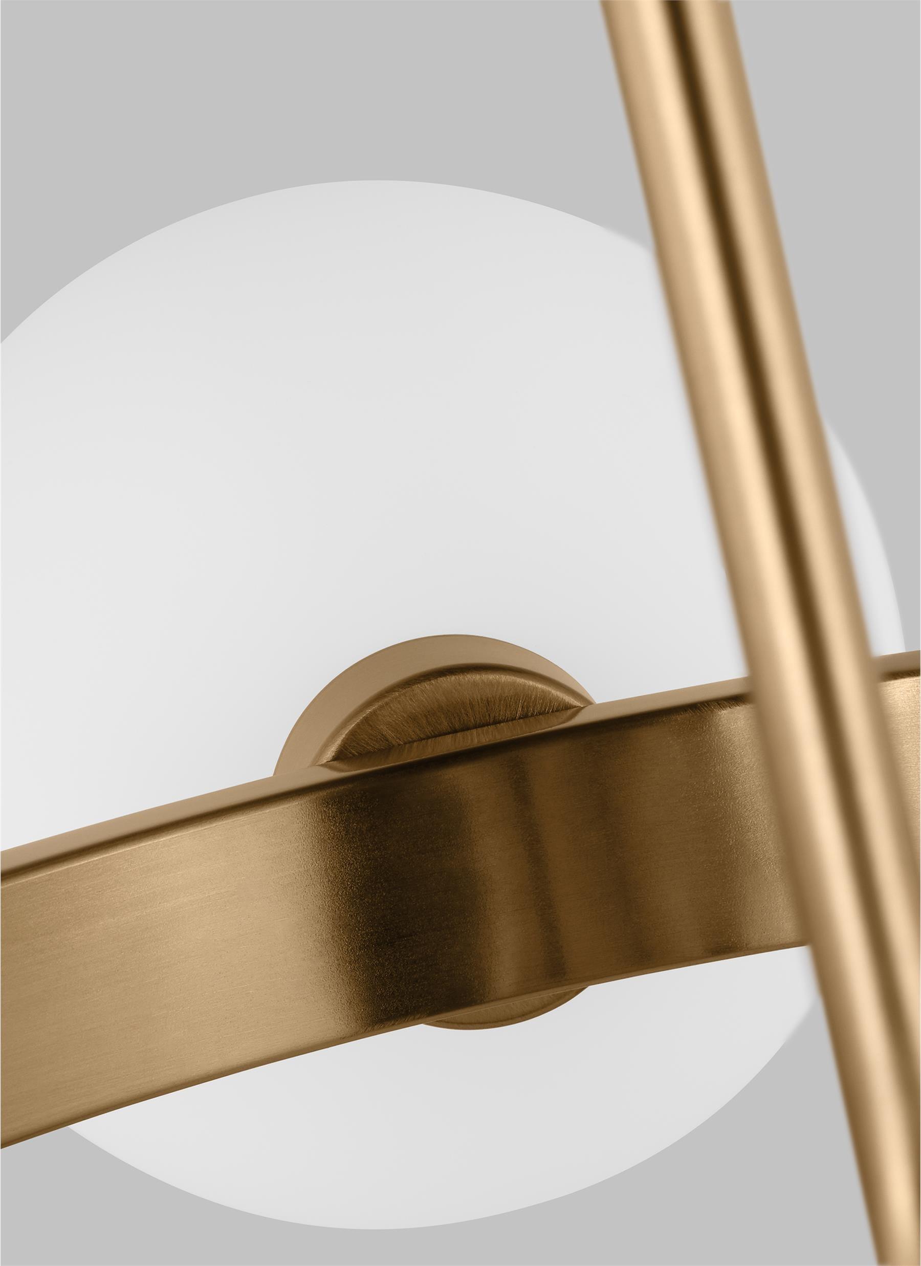 Satin Brass Minimalist 3-Light Chandelier with Milk Glass Shades