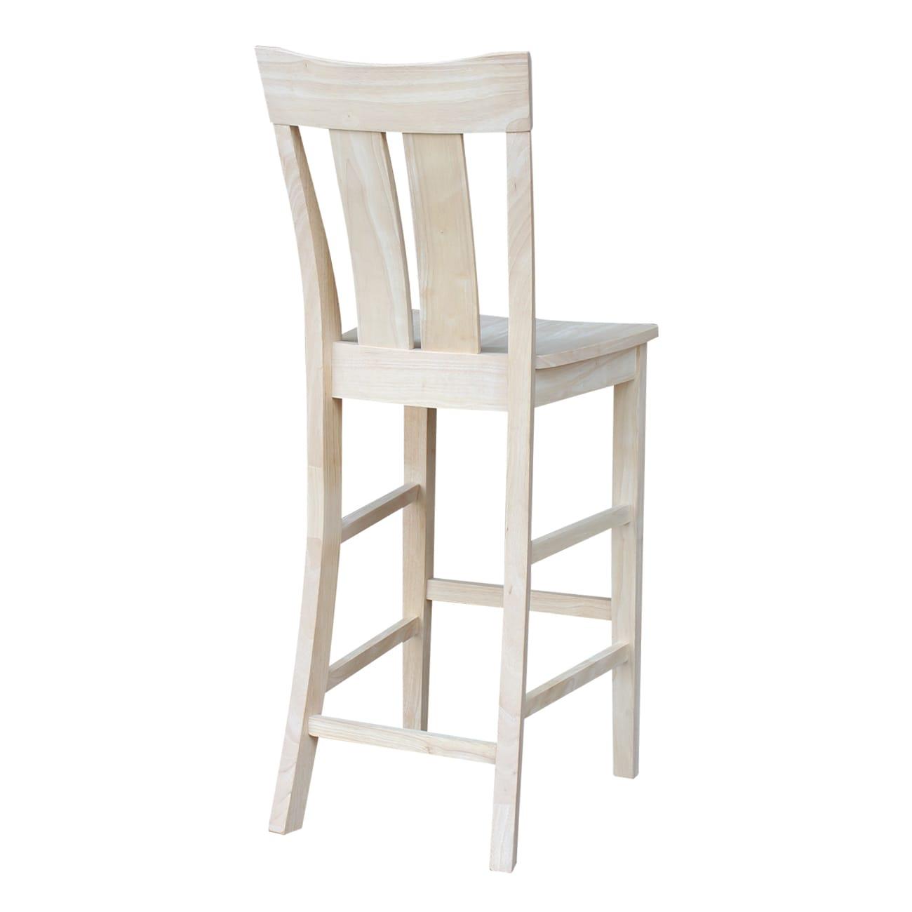 International Concepts Wood Ava Slat Back Bar Height Stool - 29.92" Seat Height - Unfinished