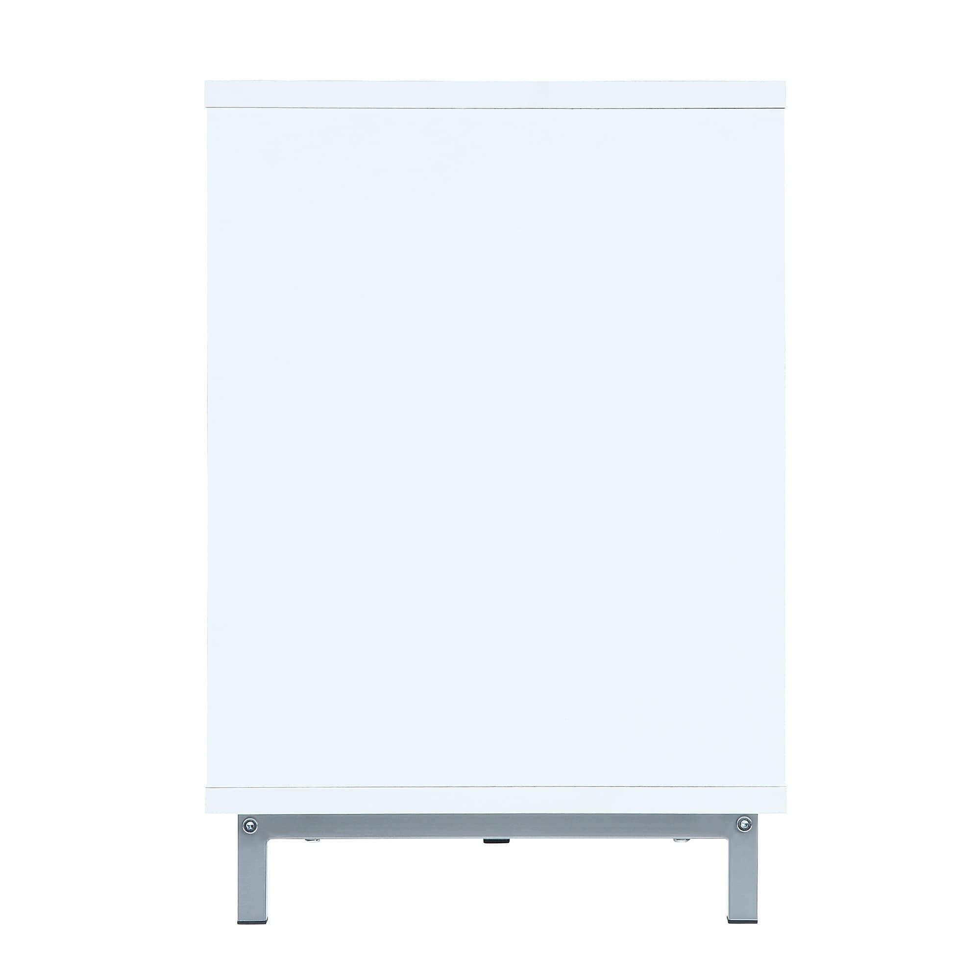 Brighton TV Stand for TVs up to 56" White - Manhattan Comfort: Modern Media Console with Open Glass Shelves & Cable Management