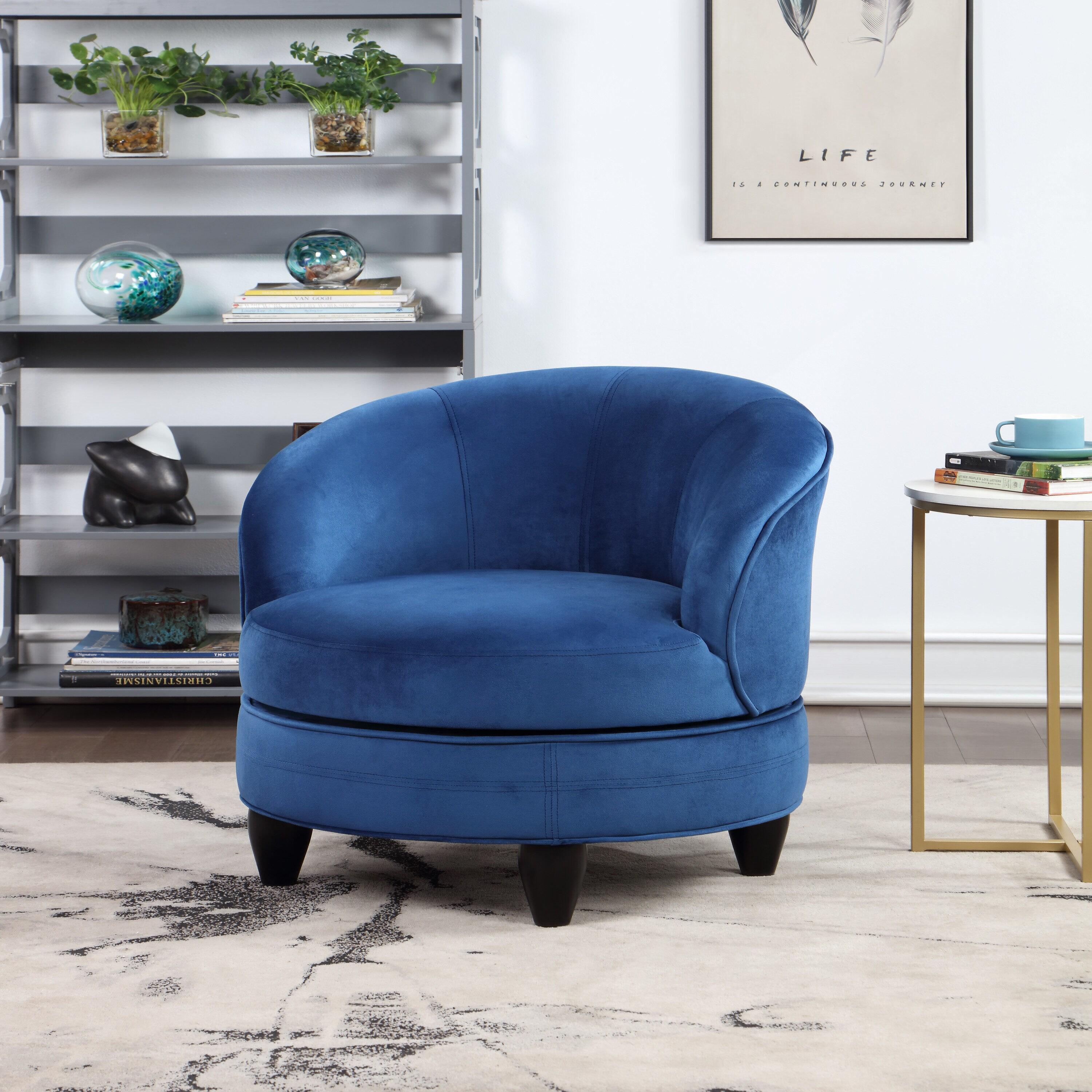 Sophia Velvet Swivel Accent Chair Blue - Steve Silver Co.: Transitional, Armless, 360° Base