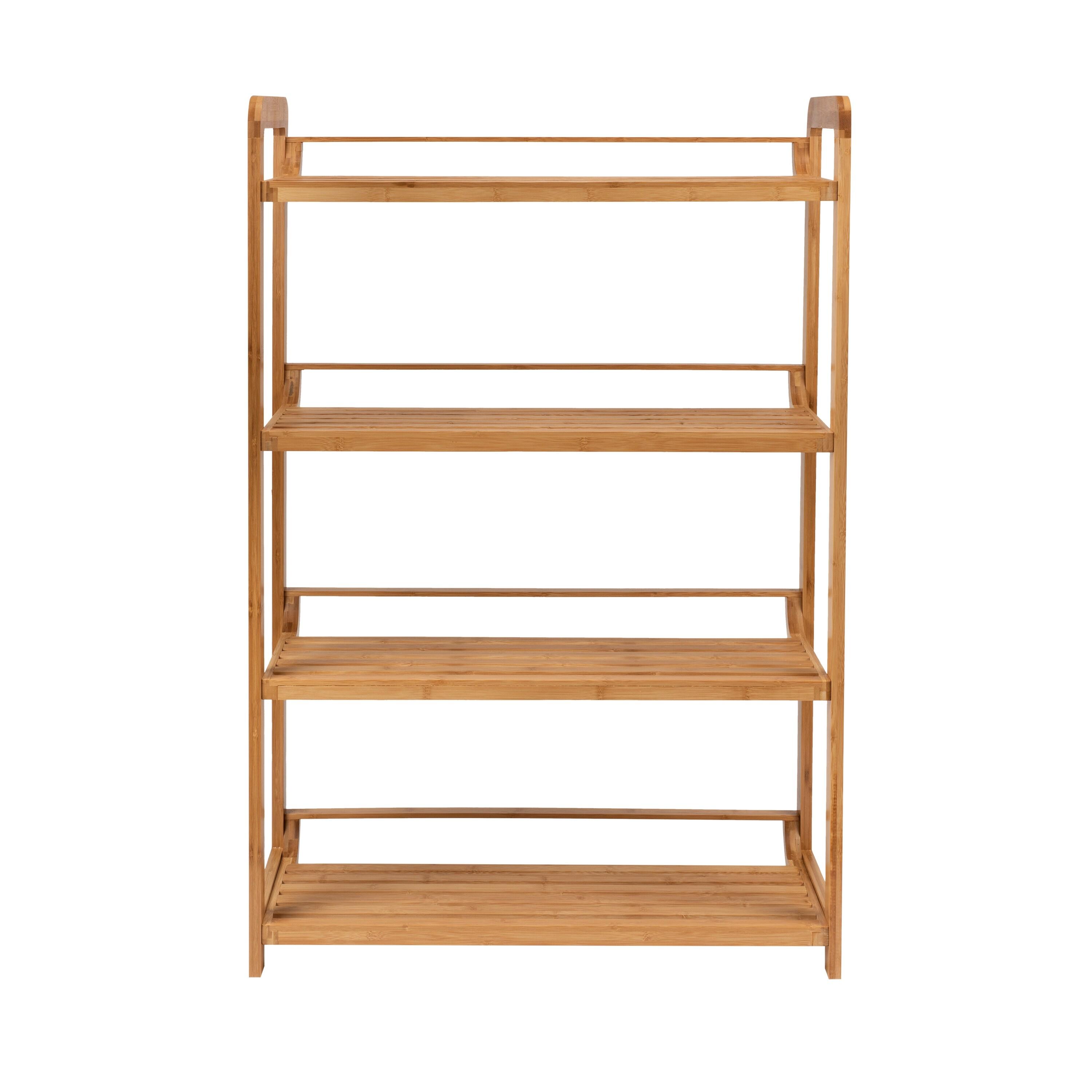 Organize It All Deluxe 4 Tier Bamboo Storage Shelf Unit