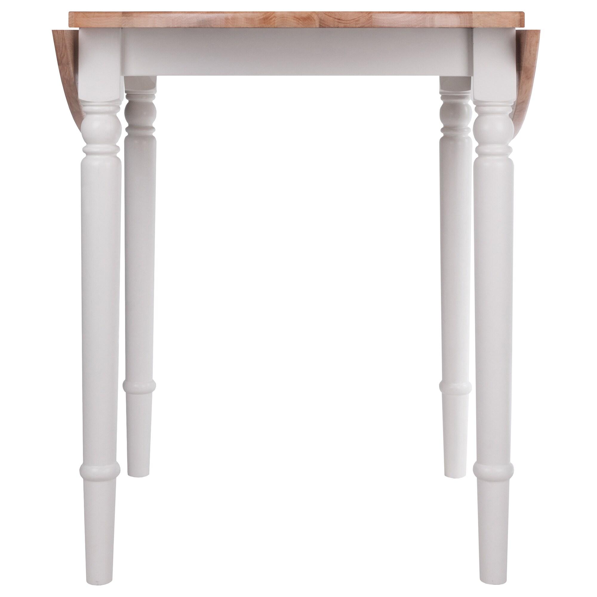 Sorella Round Drop Leaf Dining Table Natural/White - Winsome: Modern 4-Point Leg Kitchen Table, Seats 4