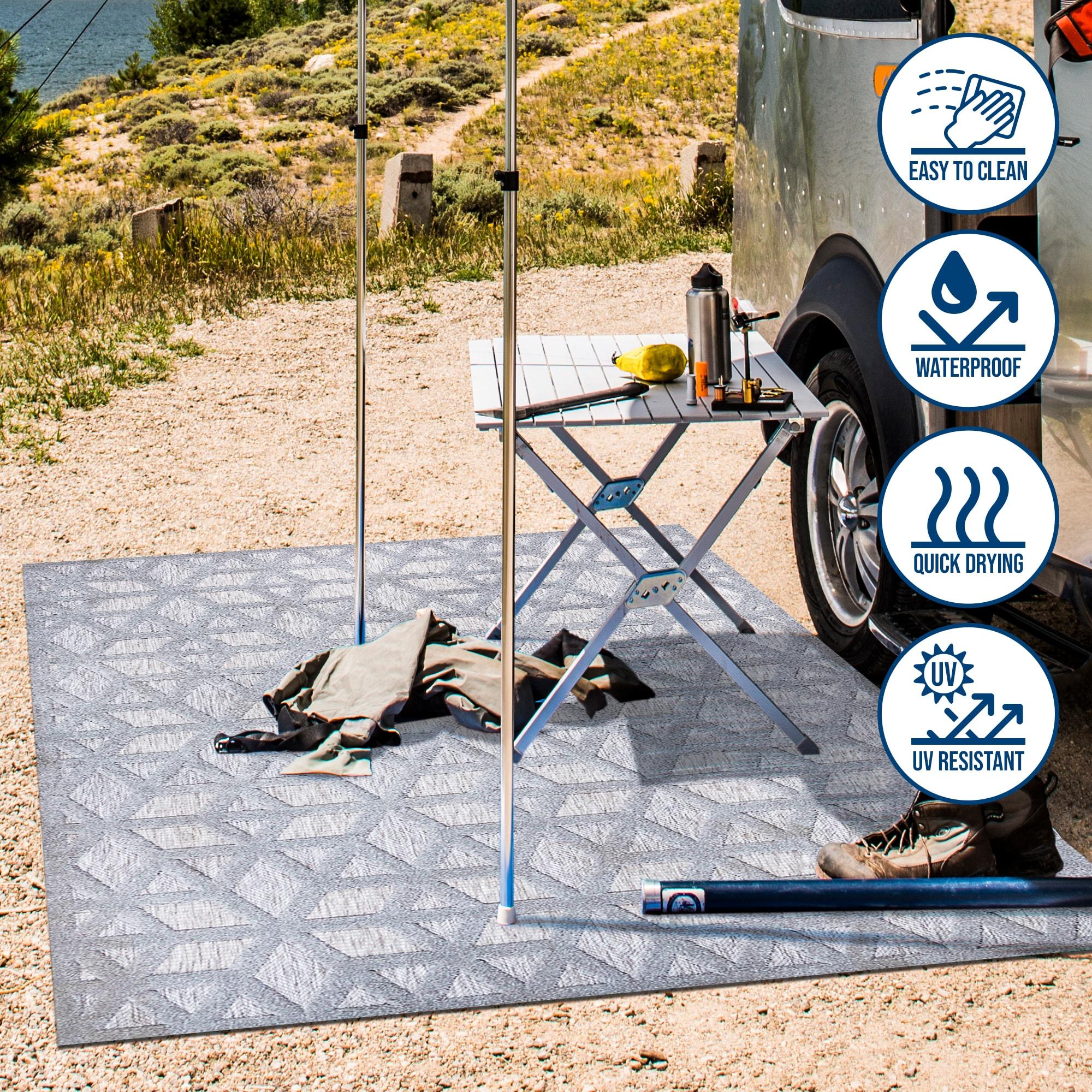 5'x8' Talaia Neutral Geometric Indoor/Outdoor Area Rug, Light Gray - JONATHAN Y