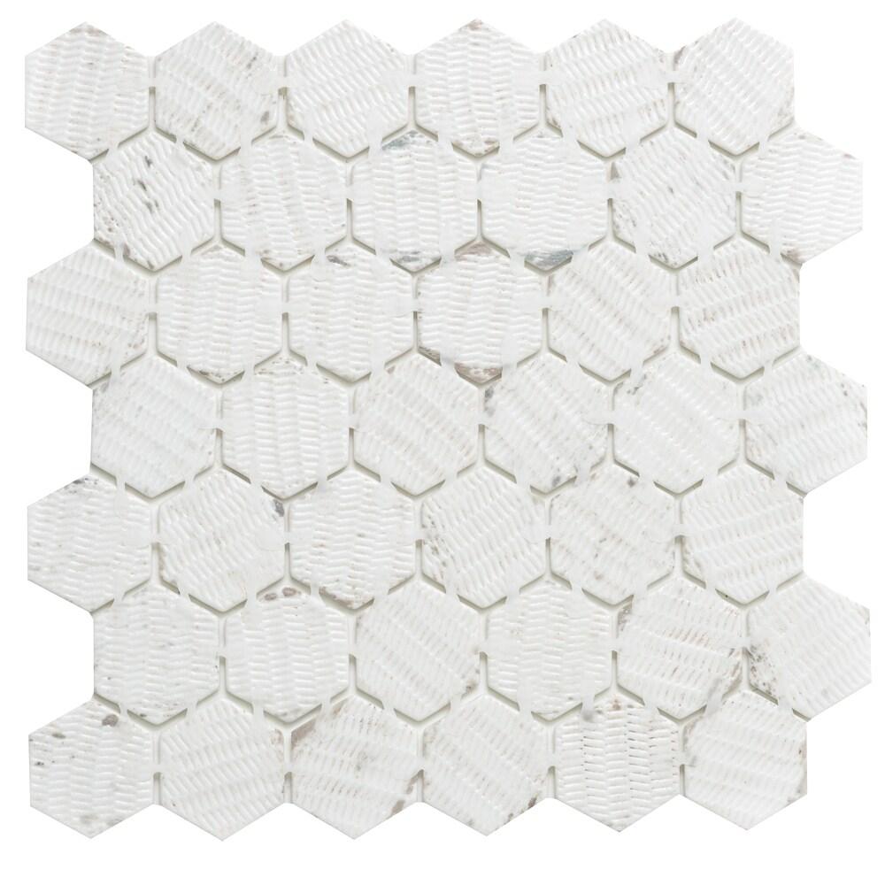 The Tile Life Eterna Big Hex Venato 12x12 Glass Mosaic Wall Tile - 1 Sheet (0.88 Sq. ft.)