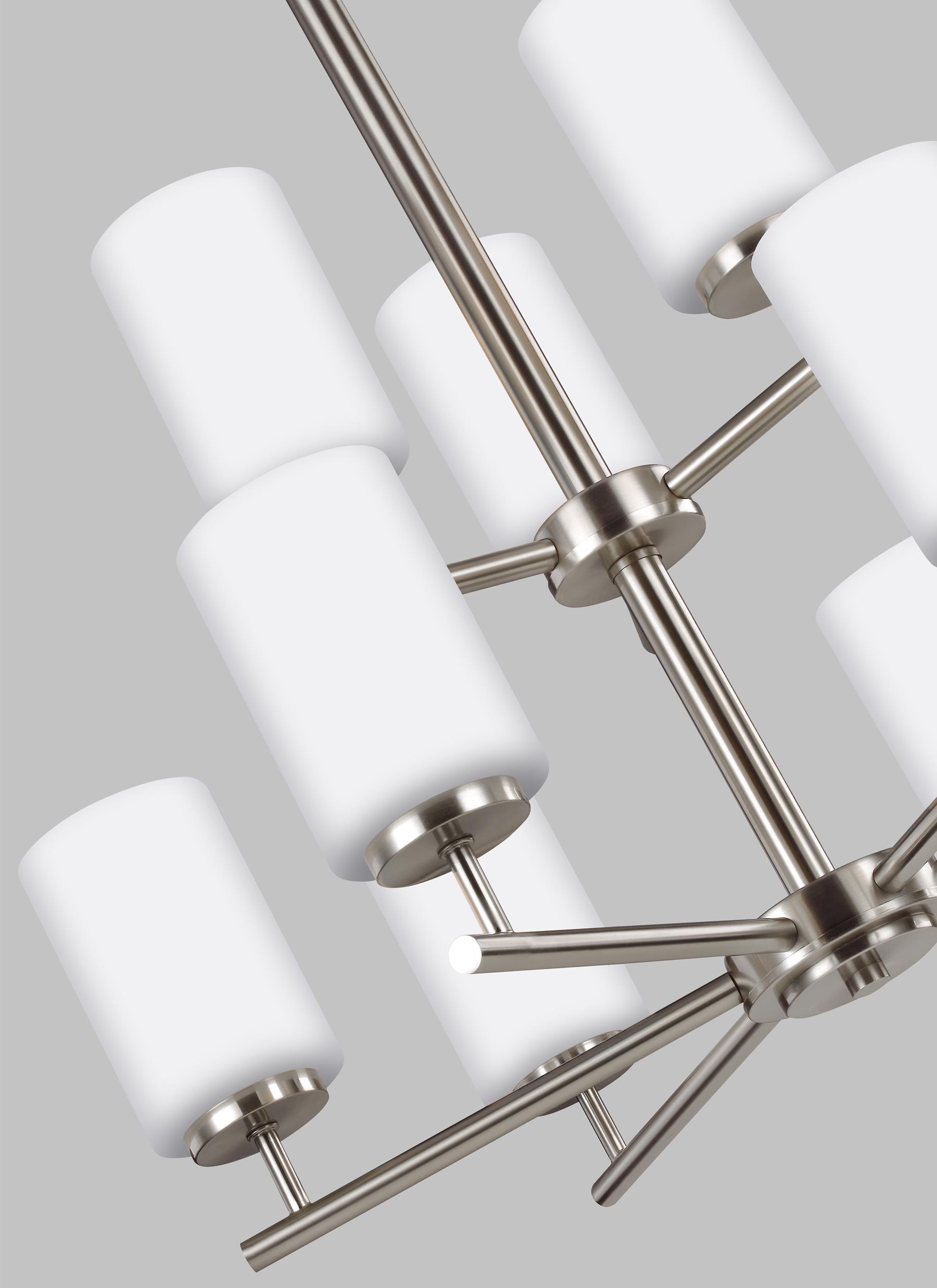 Oslo Sleek 9-Light Brushed Nickel Chandelier with Opal Etched Glass