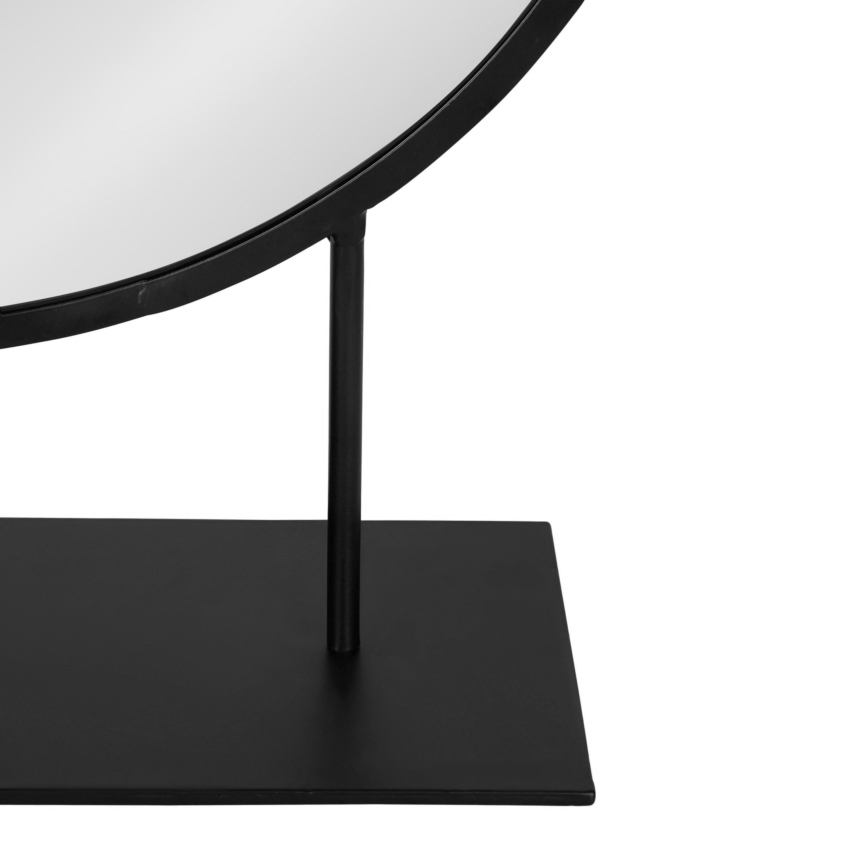 Kate and Laurel Rouen Modern Glam Round Metal Frame Table Mirror with Stand, Black