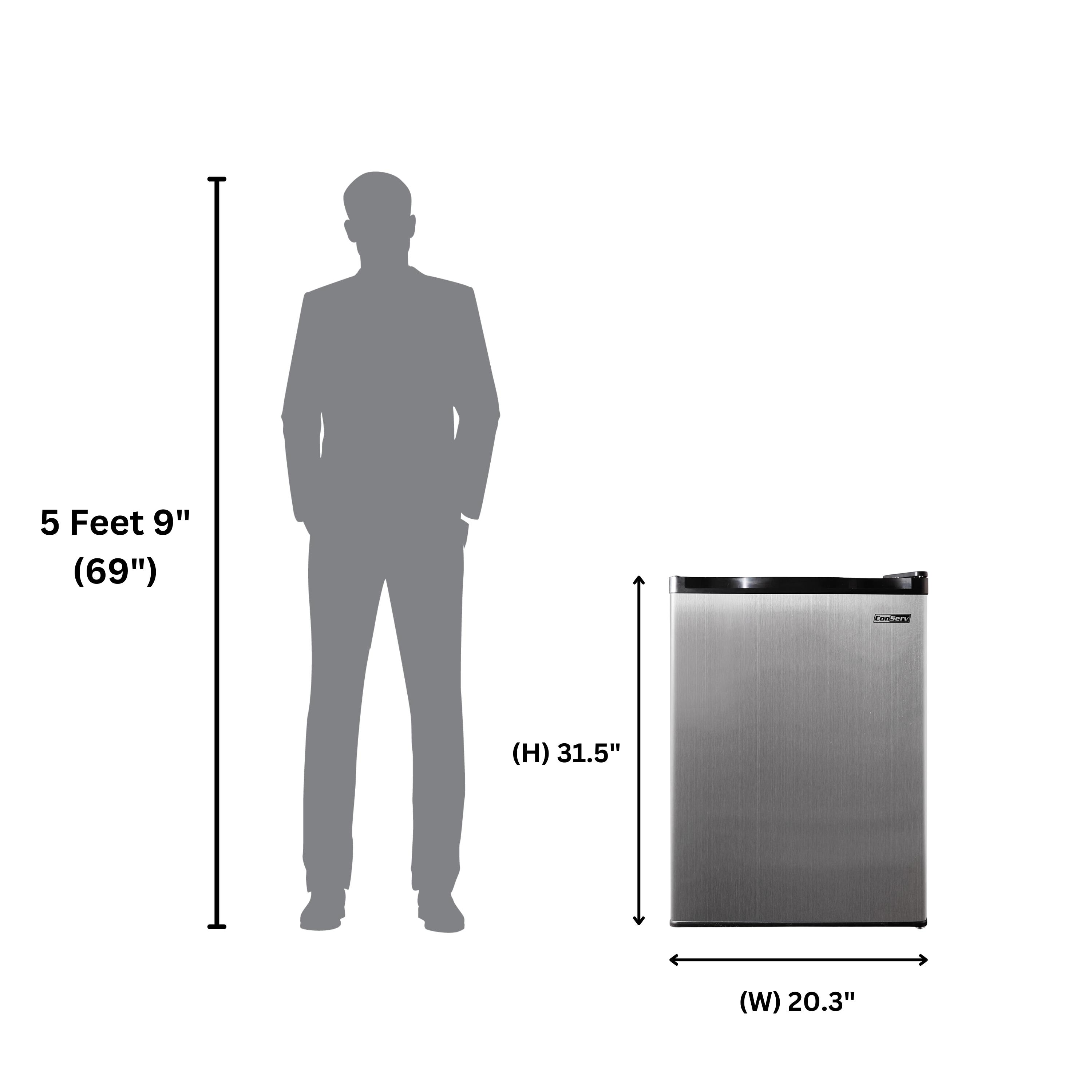 Equator Advanced Appliances Conserv 20in STAINLESS Compact Refrigerator 4.5cF Reversible Door 110V