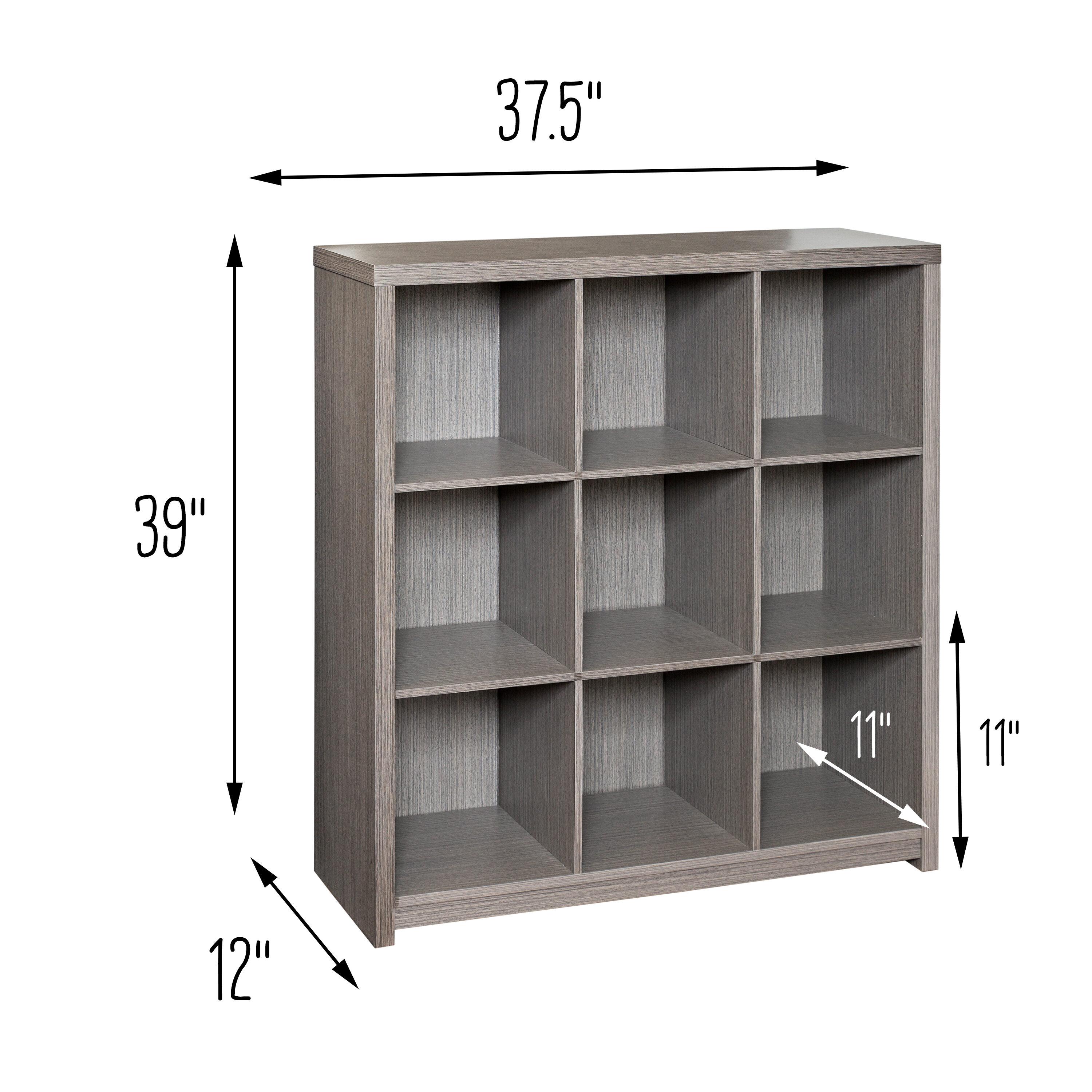 Honey-Can-Do 9 Cube Premium Laminate Shelf: Gray MDF Cubbies Storage, 9 Compartments, Decorative Bookshelf, 135 lb Capacity