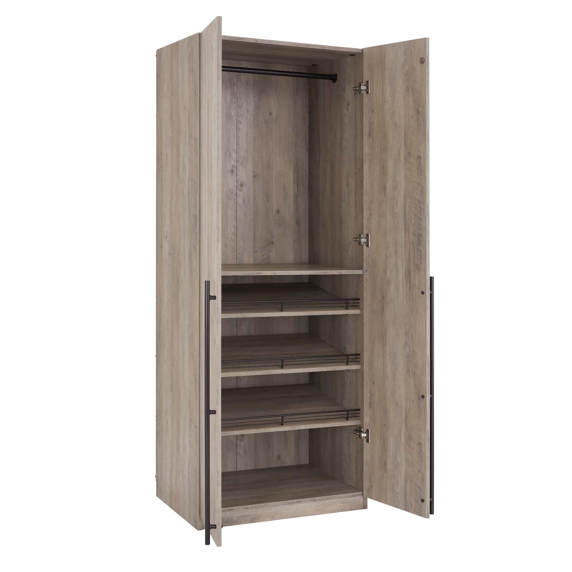 Manhattan Comfort 2pc Lee 4 Door Module Wardrobe Rustic Gray: Modern Style, MDF, Metal Hardware, 5 Shelves, 2 Drawers