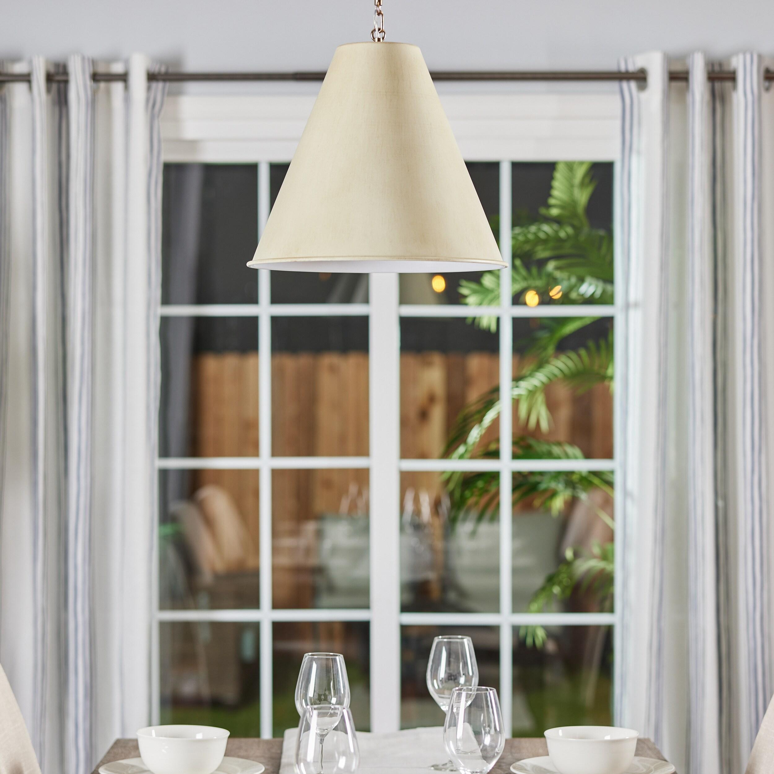 Elegant Gordon Small Pendant in Antique White and Satin Bronze