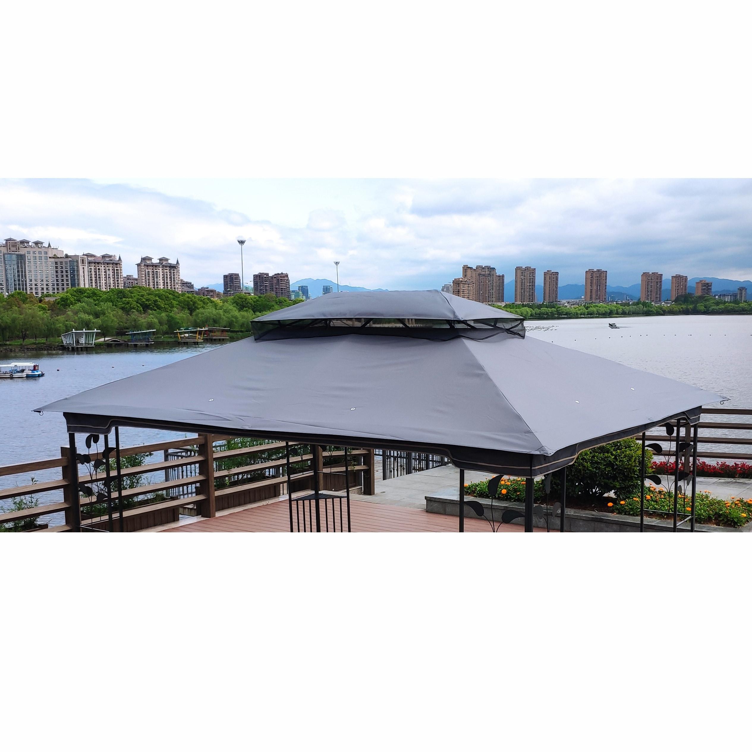 SHANRUGUOJI 13X10 Ft Patio Double Roof Gazebo Replacement Canopy Top Fabric