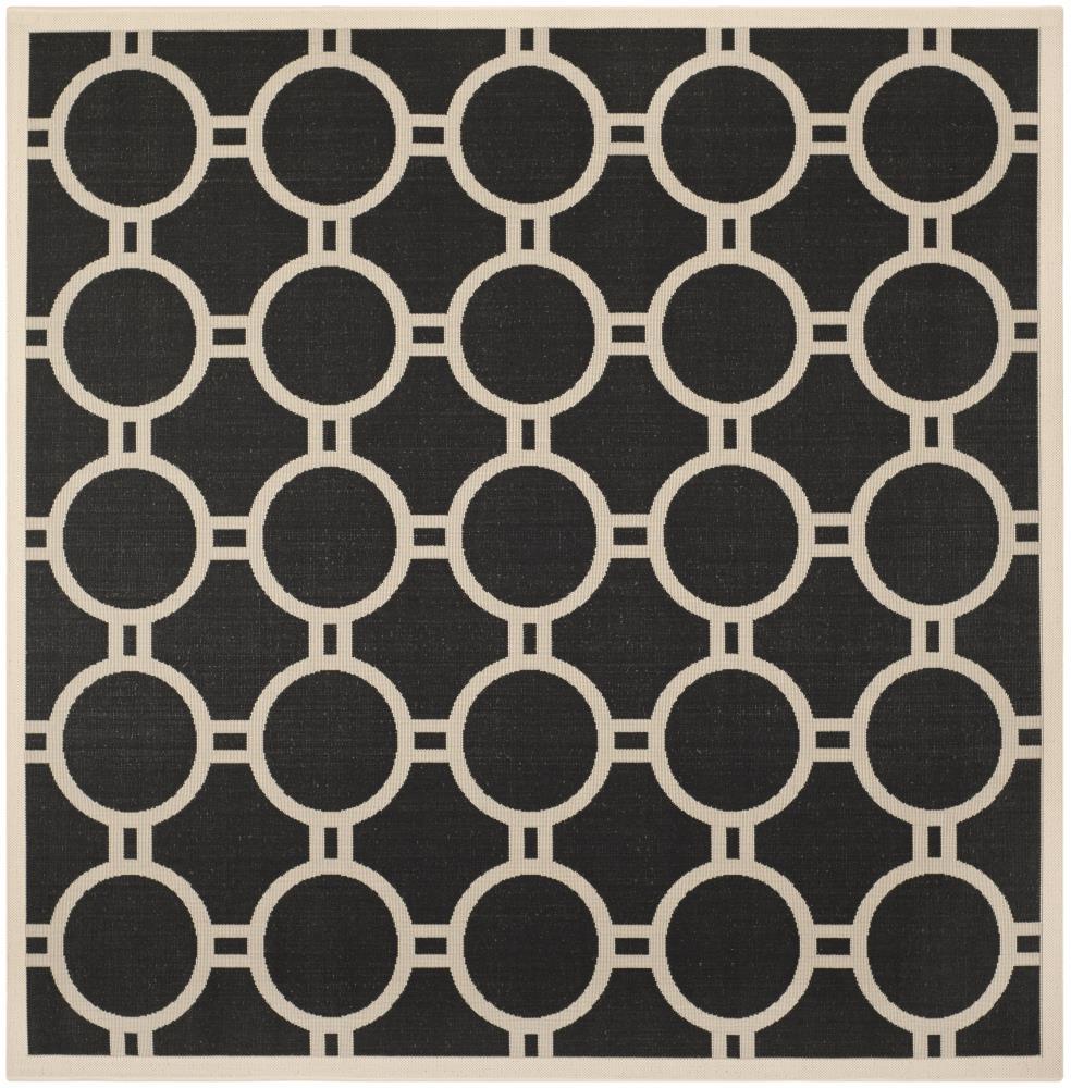 Courtyard CY6924 Power Loomed Indoor/Outdoor Area Rug - Black/Beige - 7'1x7'1 - Safavieh.