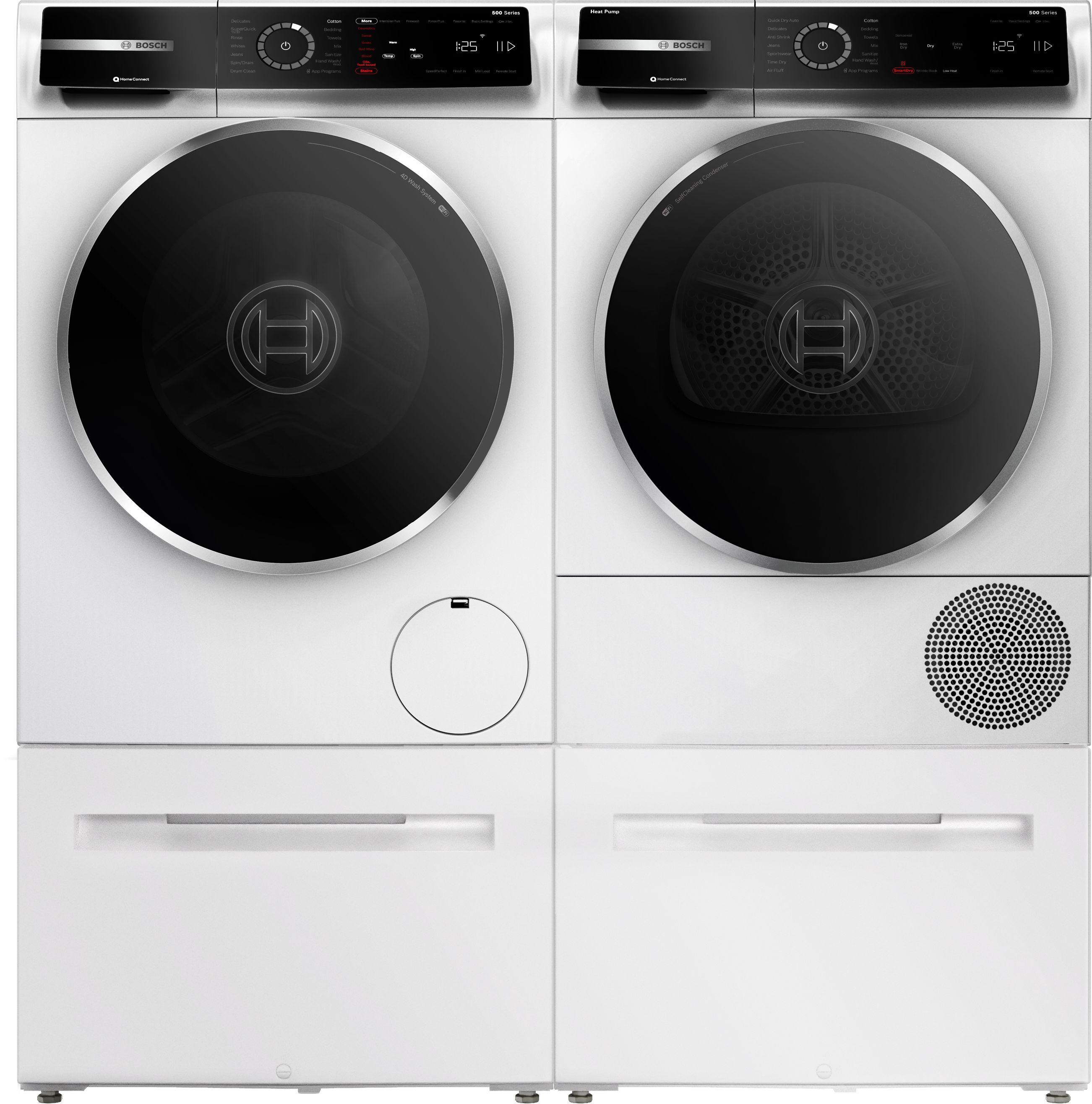Bosch 500 Series White Smart Front Load Washer with Stainless Steel Drum