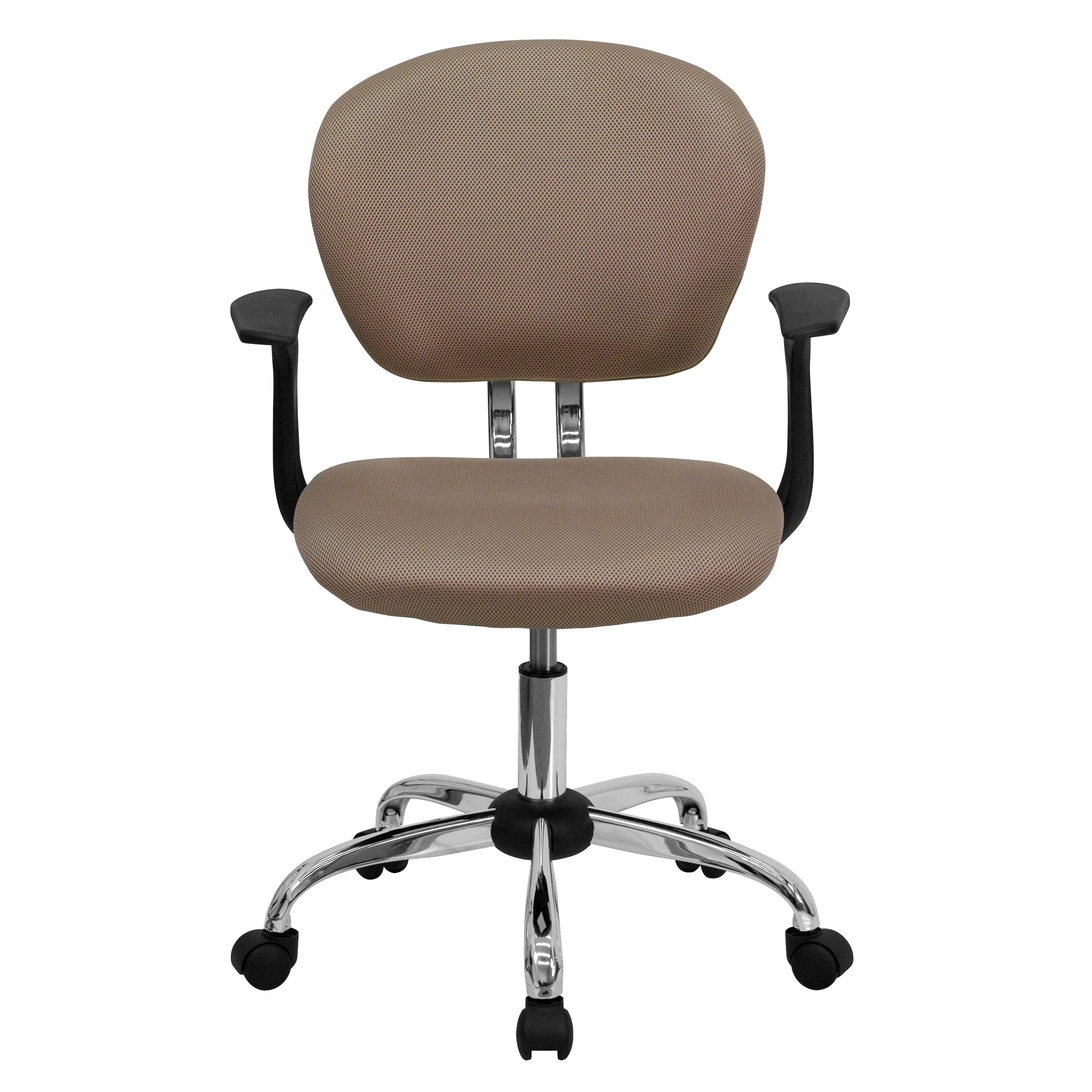 Flash Furniture Beverly Mid-Back Coffee Brown Mesh Padded Swivel Task Office Chair with Chrome Base and Arms