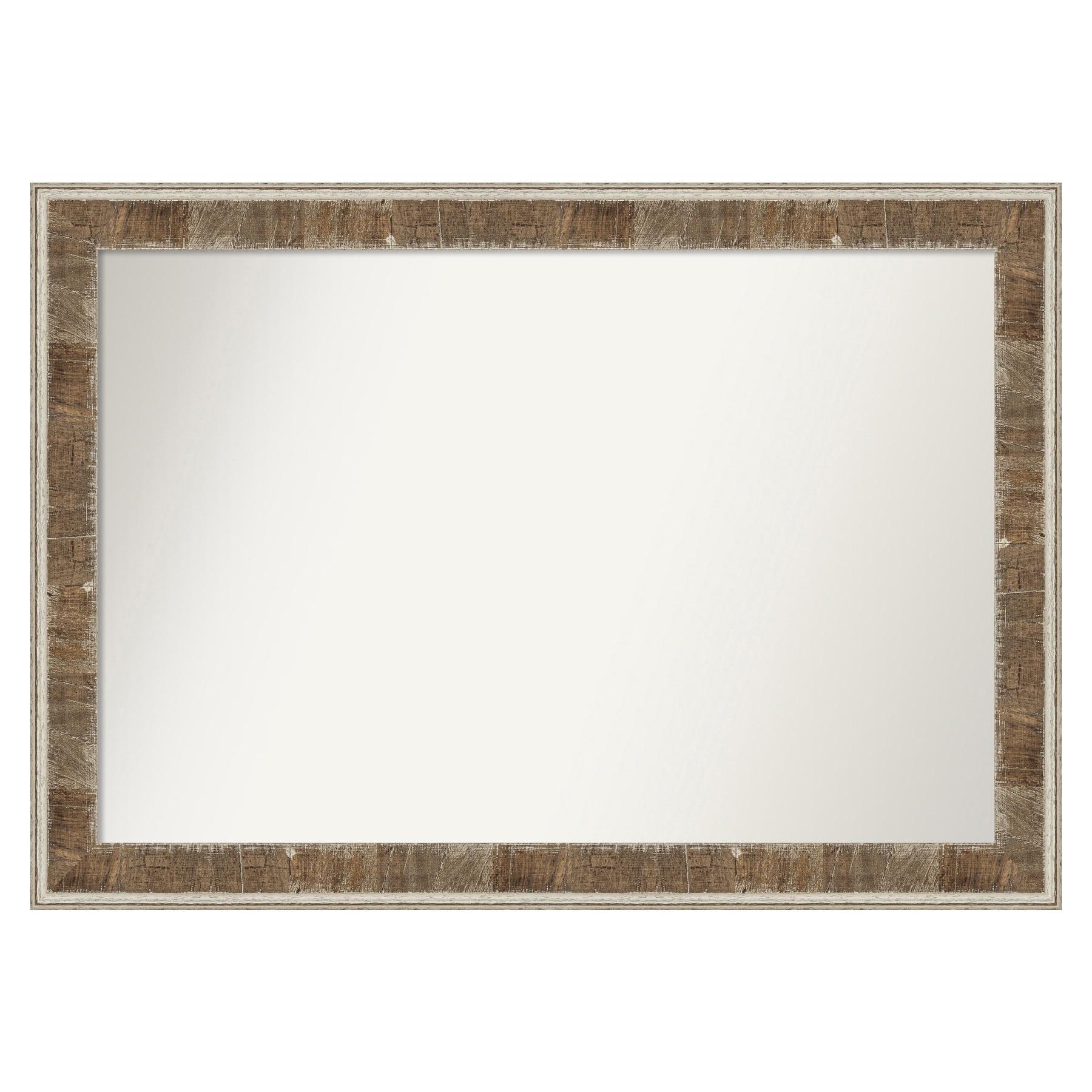 Amanti Art Farmhouse Brown Narrow Non-Beveled Wood Bathroom Wall Mirror 28.75 x 40.75 in.