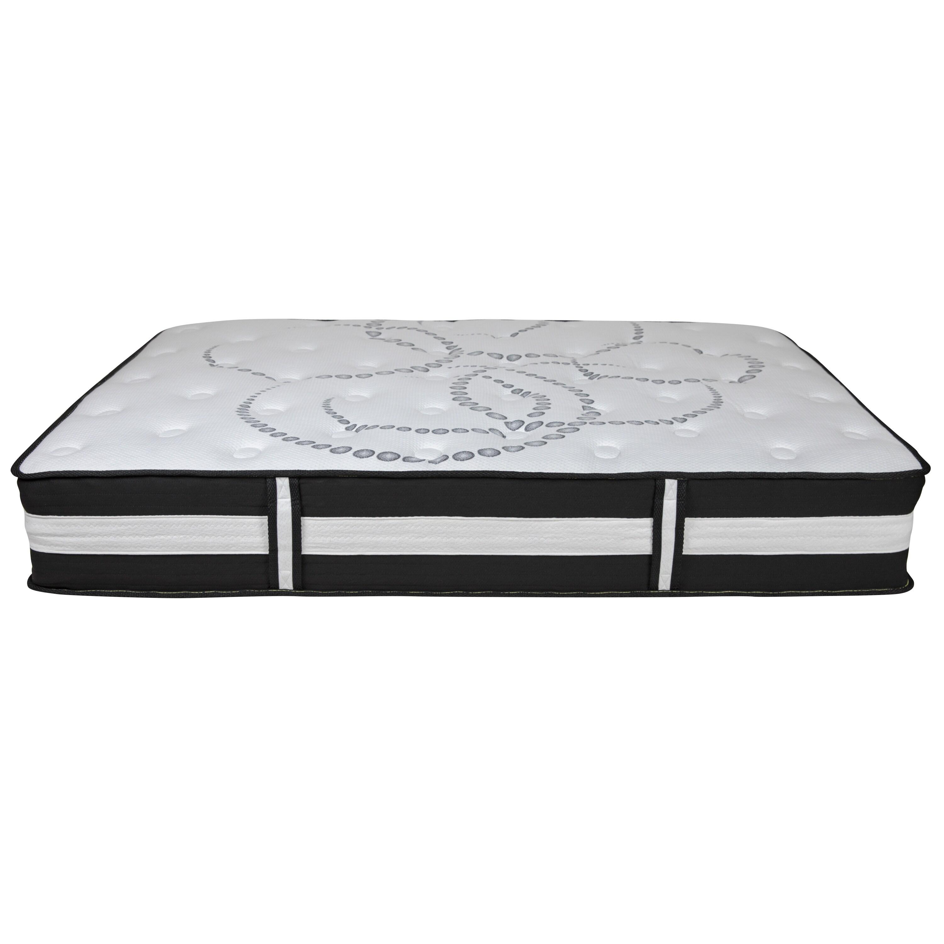 Flash Furniture Brighton Queen Size Tufted Upholstered Platform Bed in Light Gray Fabric with Pocket Spring Mattress