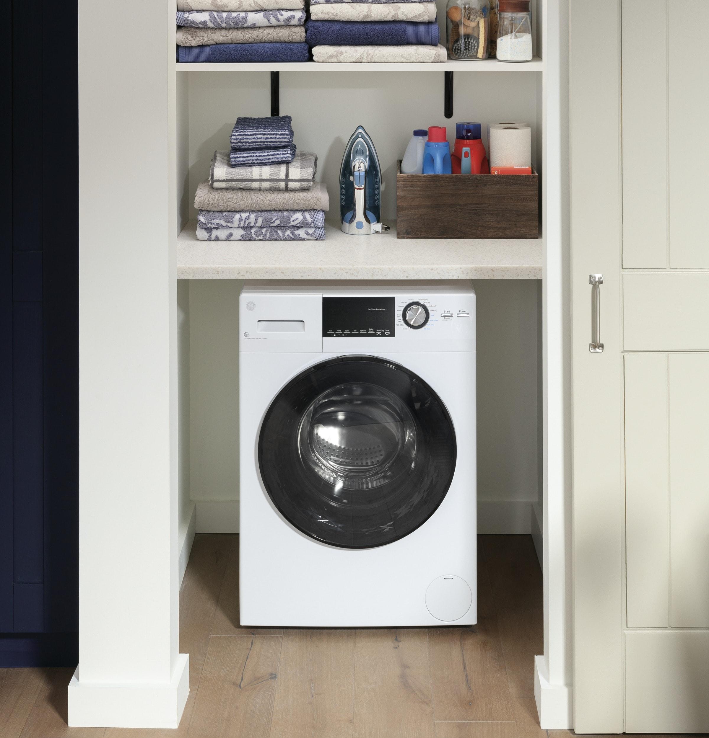 GE Appliances All-In-One Combo Unit with 2.4 Cubic Feet Front Load Washer and 2.4 Cubic Feet Electric Dryer