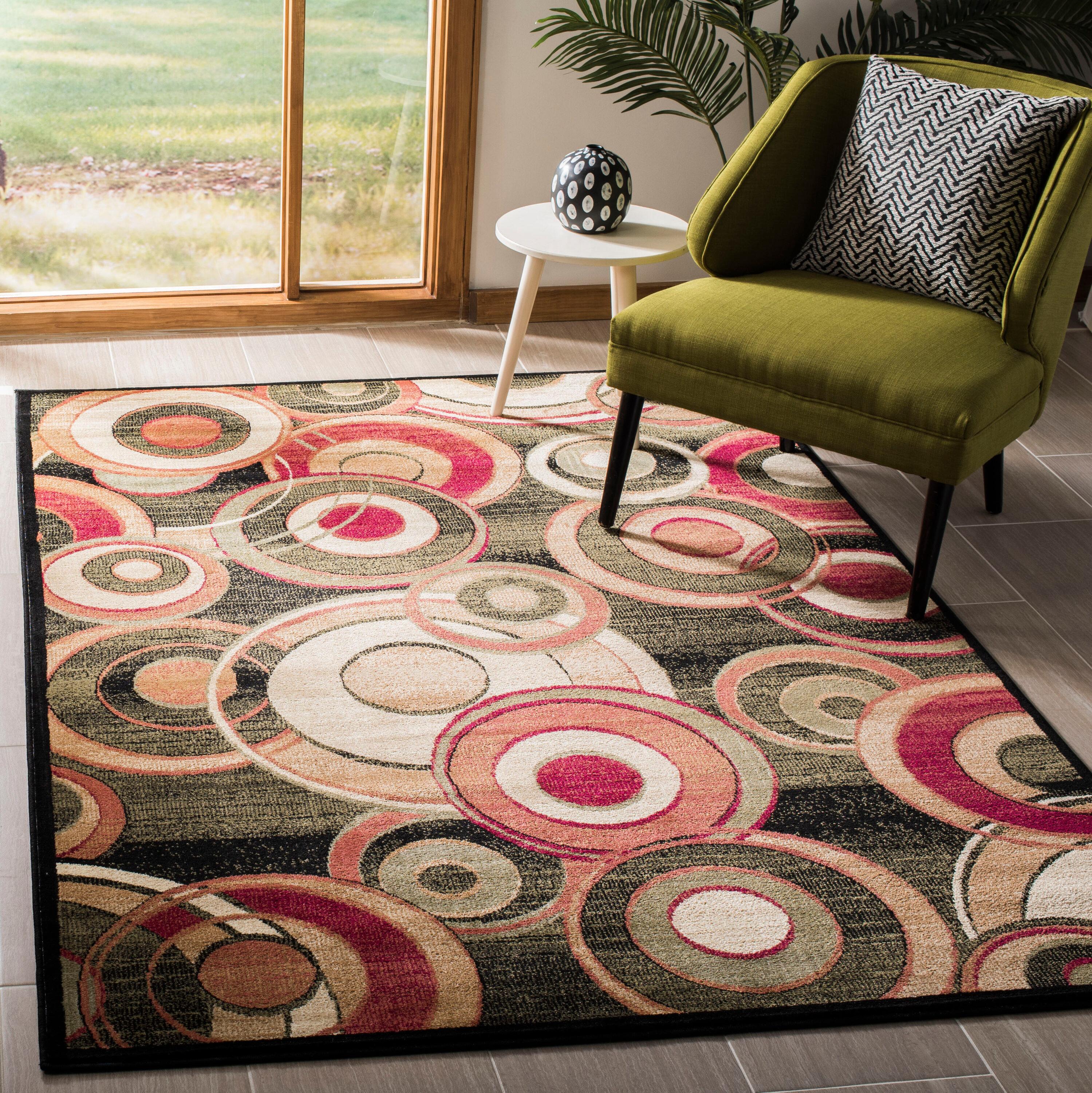Lyndhurst LNH225 Power Loomed Area Rug - Black/Multi - 6'x6' - Safavieh