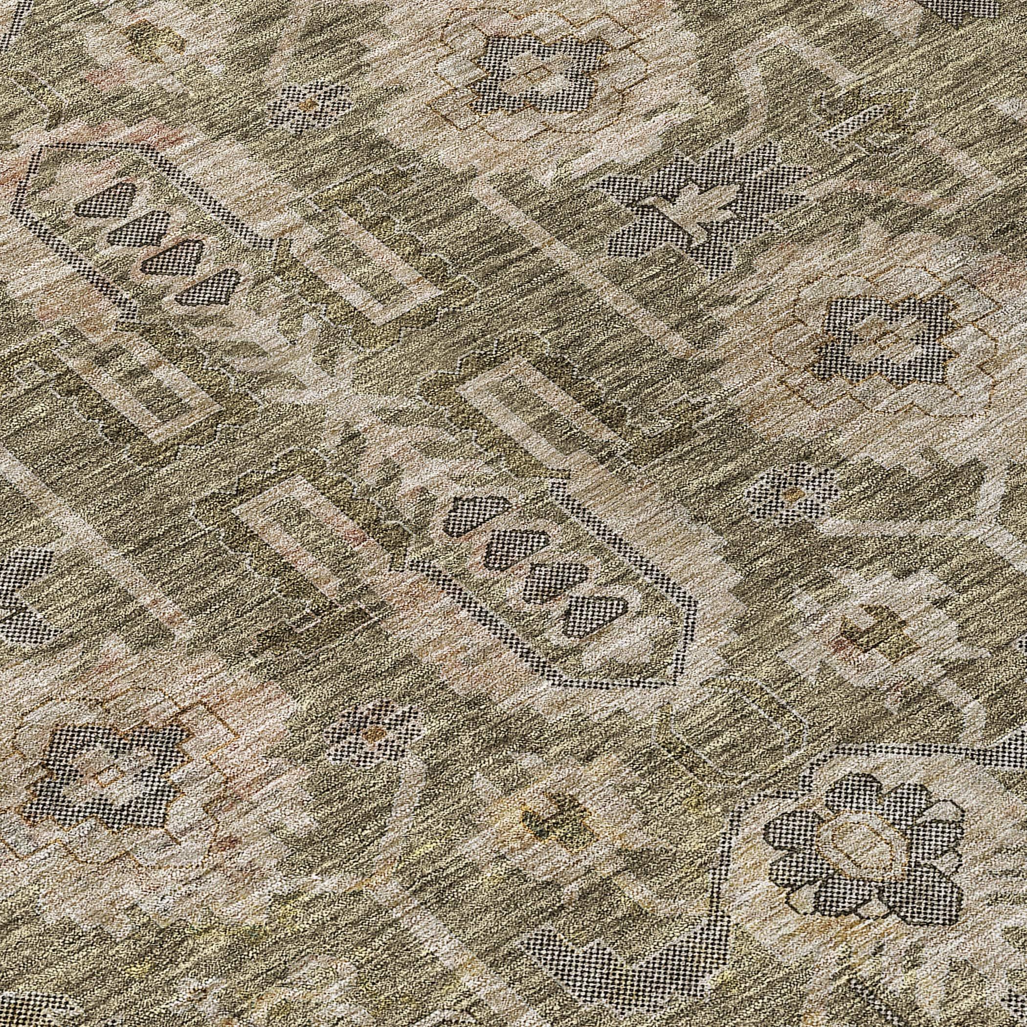 Brown Rectangular Synthetic Flat Woven Washable Area Rug