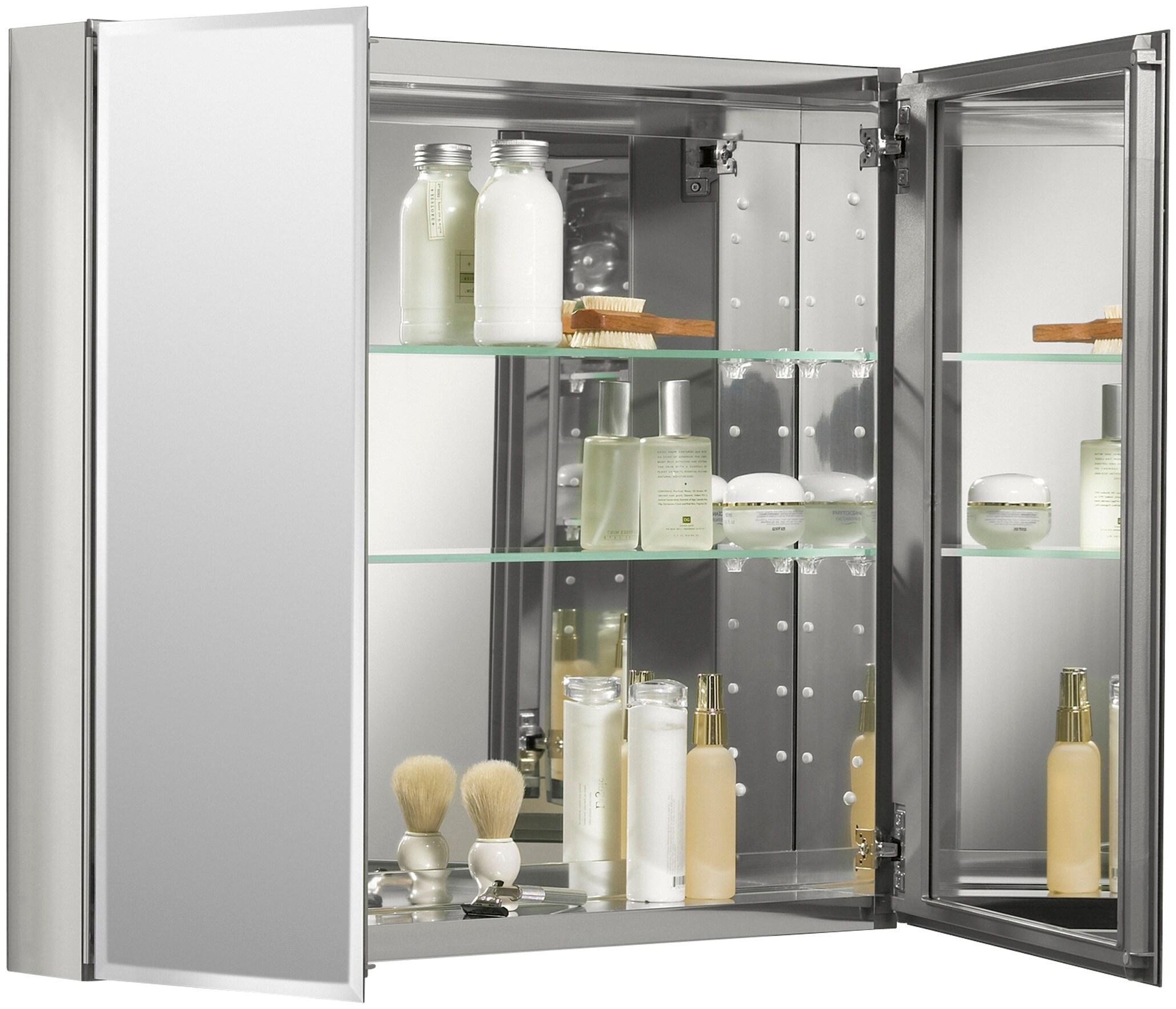 CLC Aluminum Two-Door Medicine Cabinet With Mirrored Doors, Beveled Edges