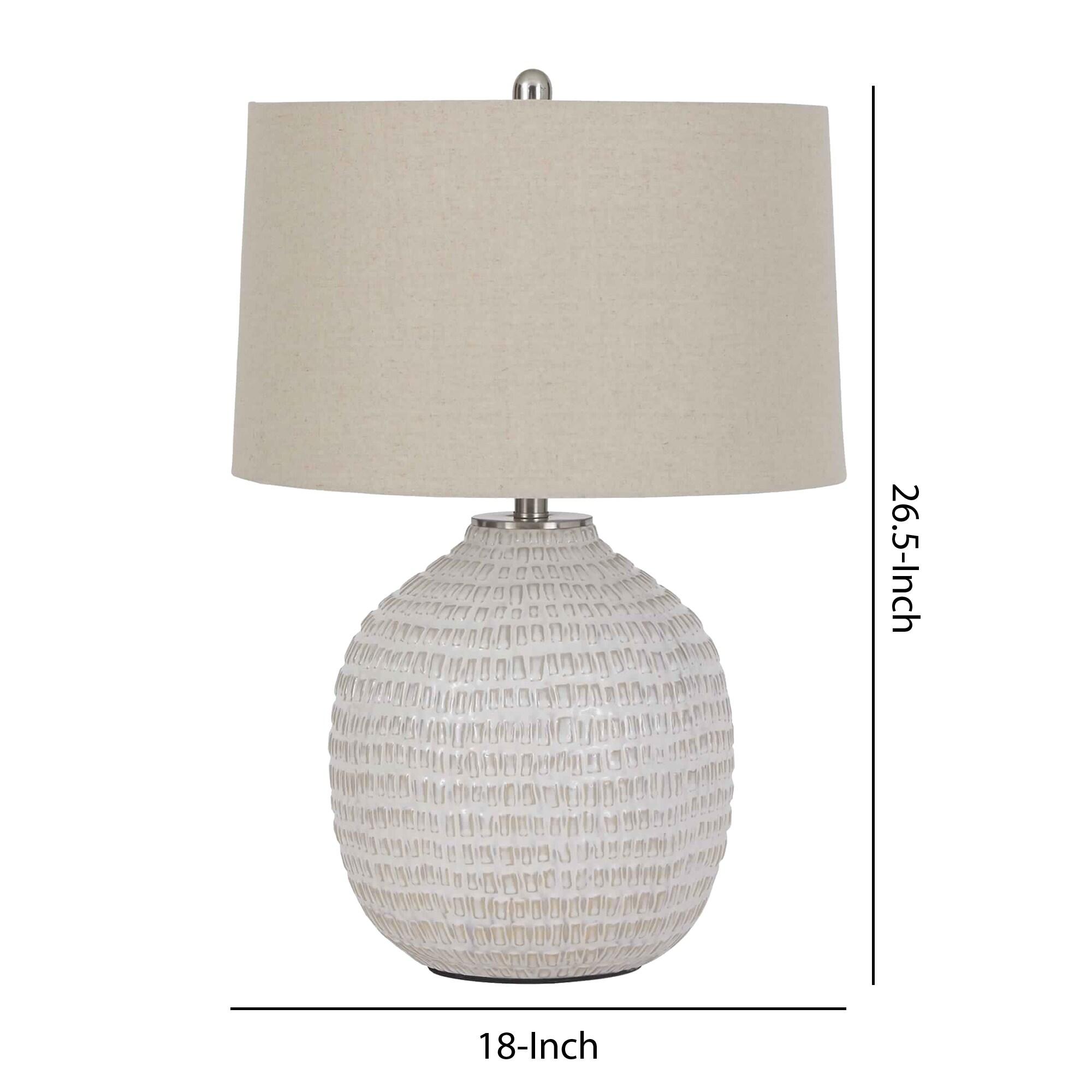 Jamon Ceramic Table Lamp Beige - Signature Design by Ashley: Glazed Texture, 3-Way Switch, UL Listed