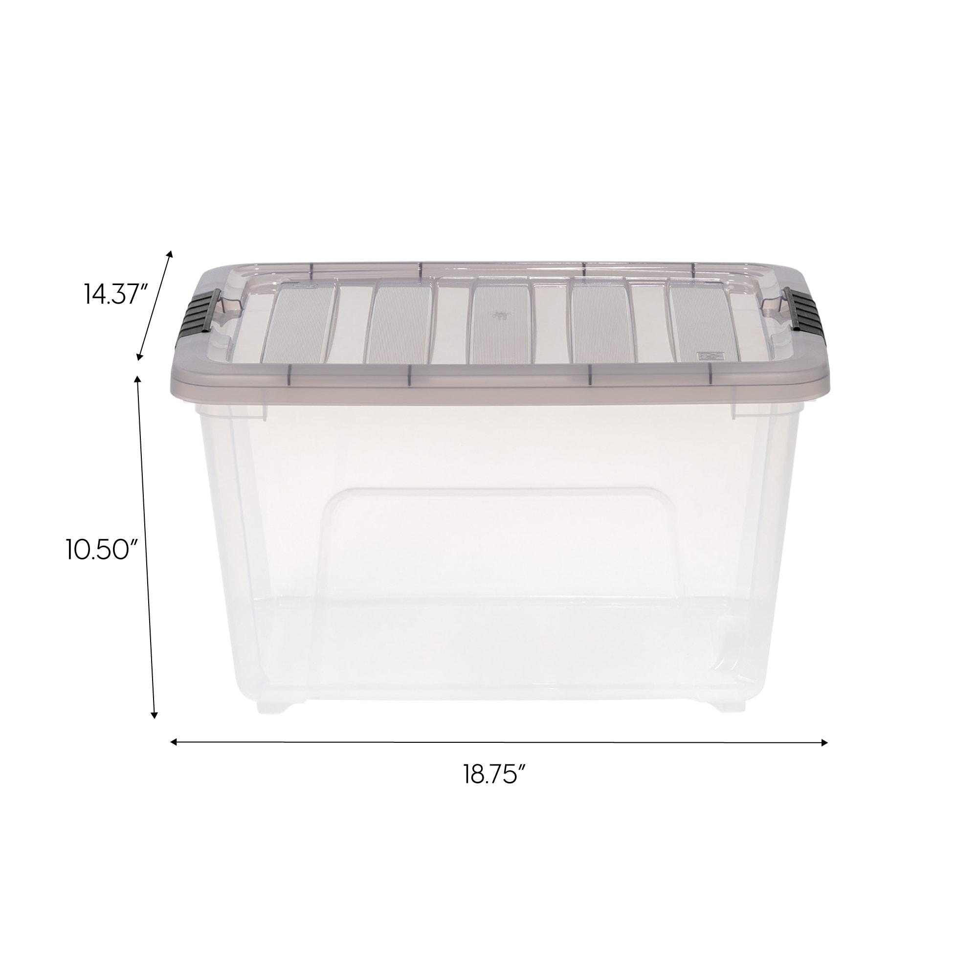 IRIS 32qt Stack and Pull Plastic Storage Bin: Clear & Gray, Stackable, Portable, Latch Closure, Built-In Handles