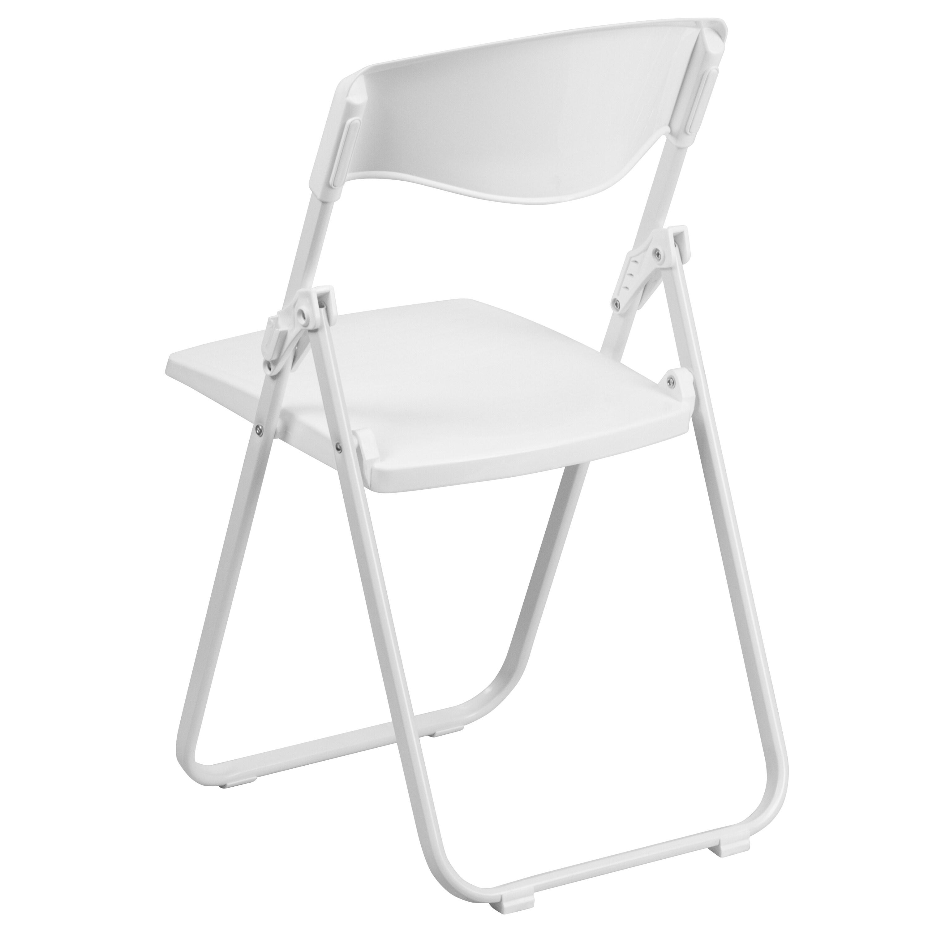 Flash Furniture 2 Pack HERCULES Series 500 lb. Capacity Heavy Duty White Plastic Folding Chair with Built-in Ganging Brackets